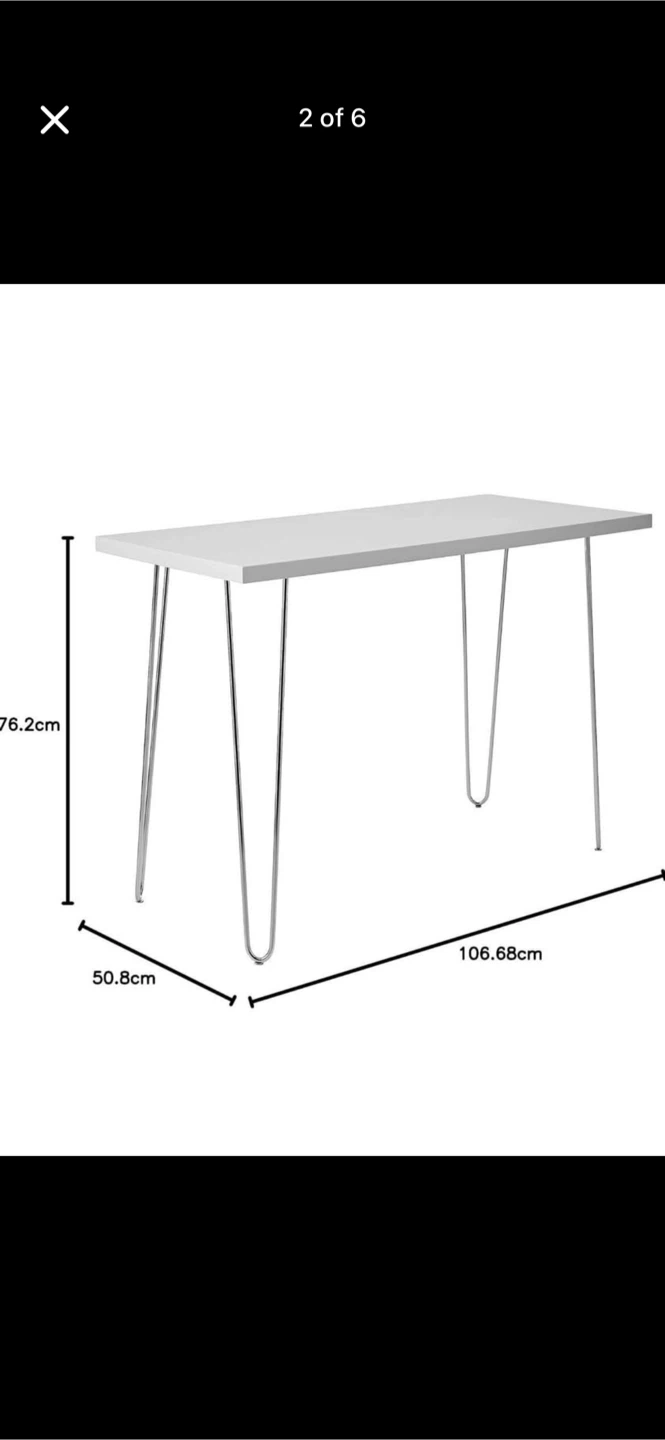 White Desk with Metal Hairpin Legs - photo 2