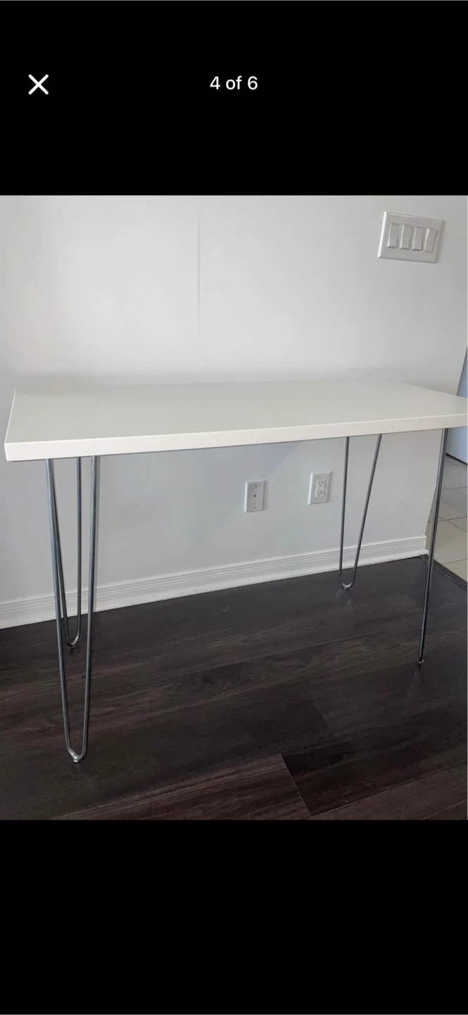 White Desk with Metal Hairpin Legs - photo 3