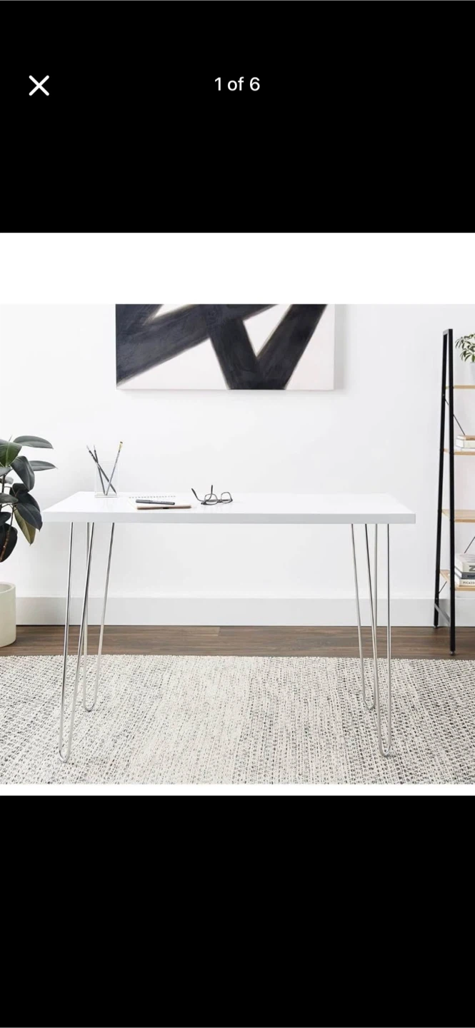 White Desk with Metal Hairpin Legs - photo 5