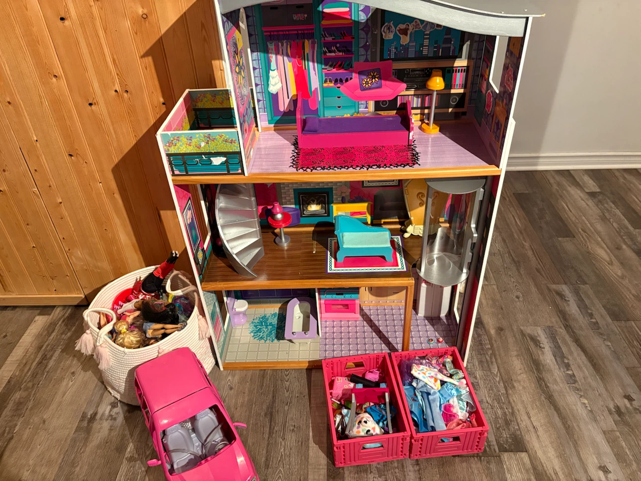 Barbie Dreamhouse + Car + Dolls + Clothing Bundle