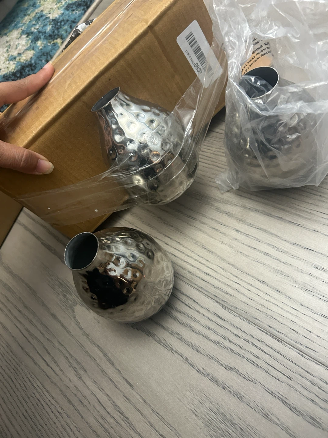 Set of 3 Silver Finish Vases