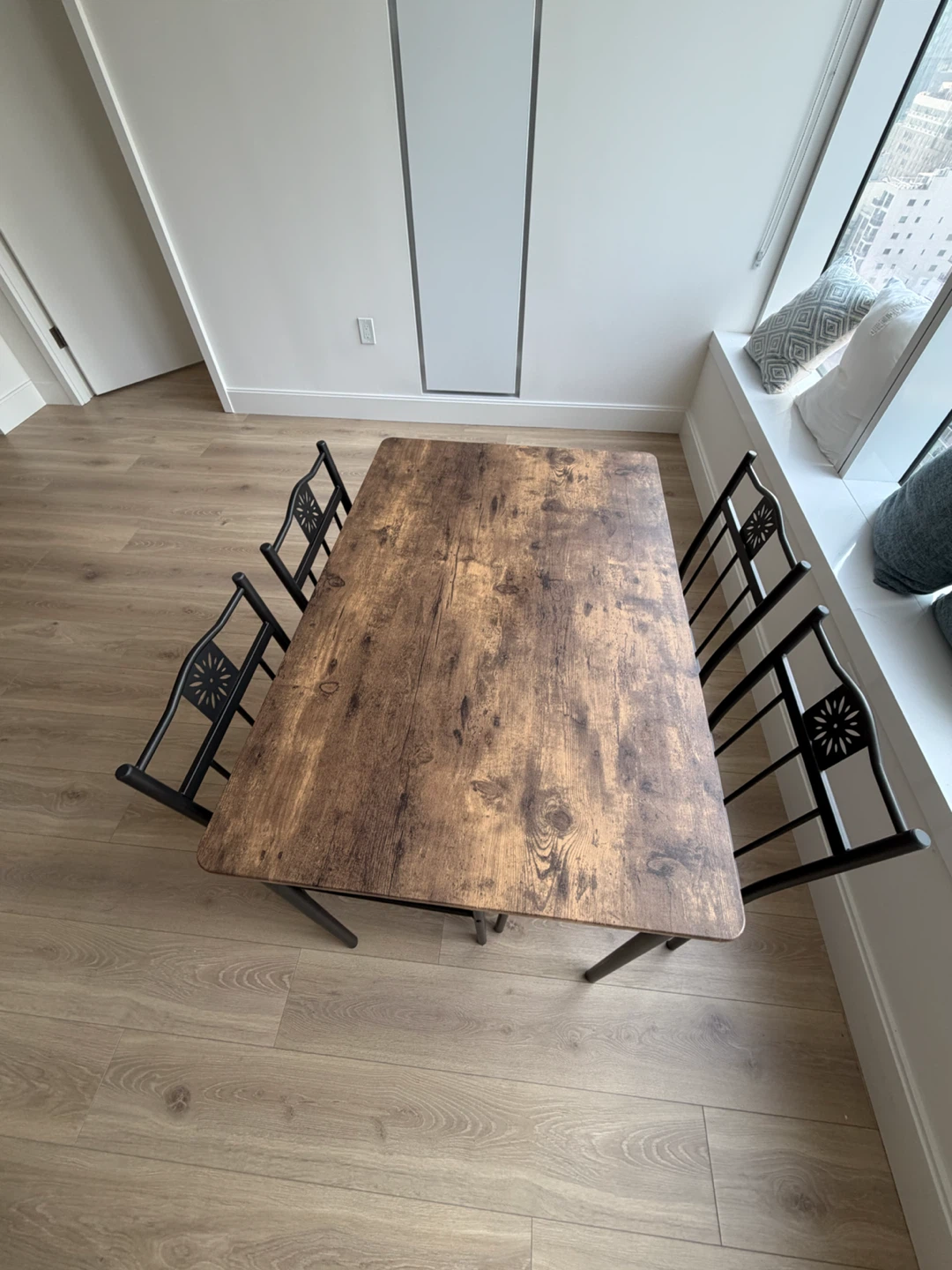 4-Piece Dining Set with Metal Chairs and Wood-Look Table - photo 2