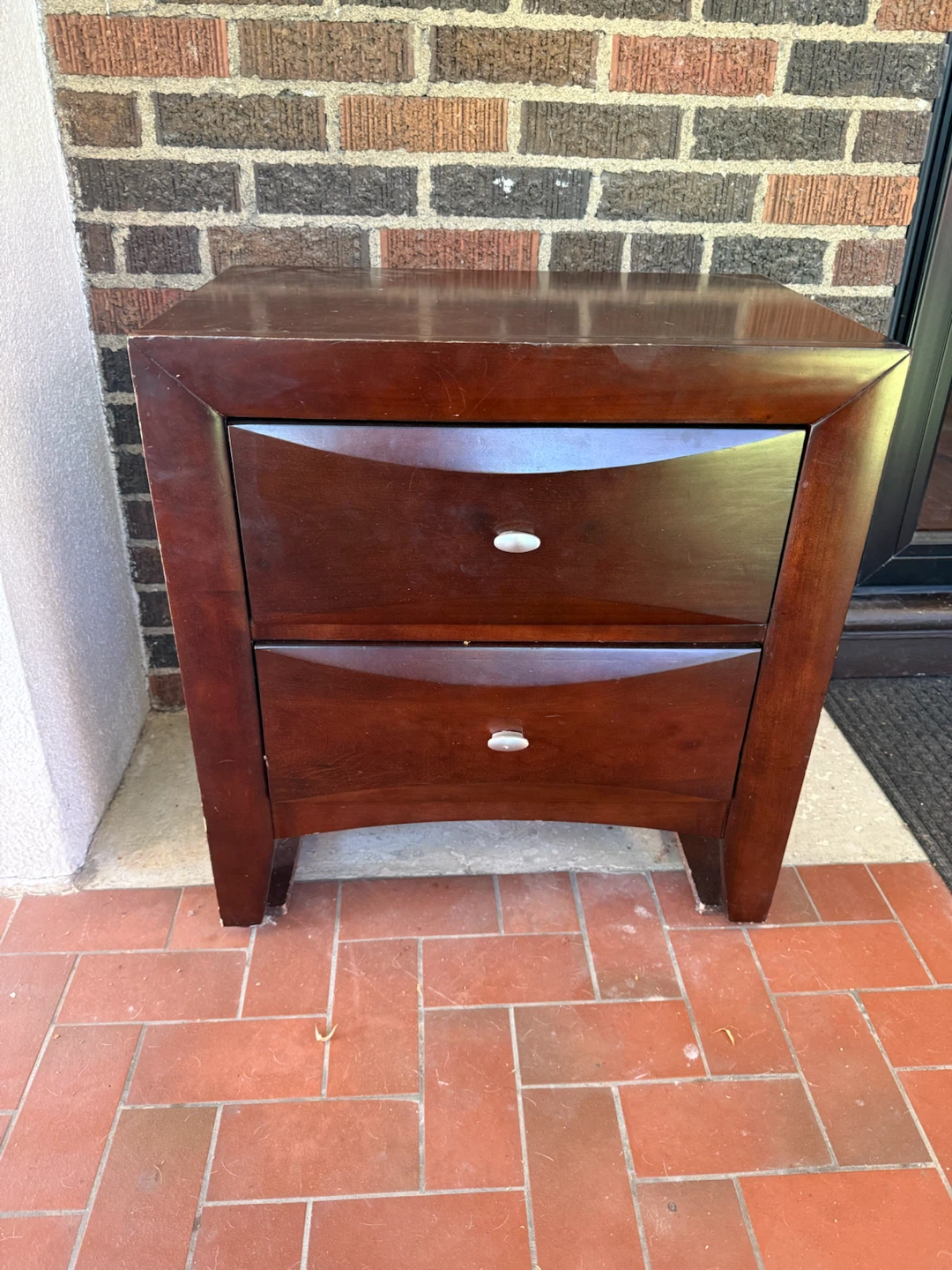 Dark Brown 2-Drawer Nightstand solid wood