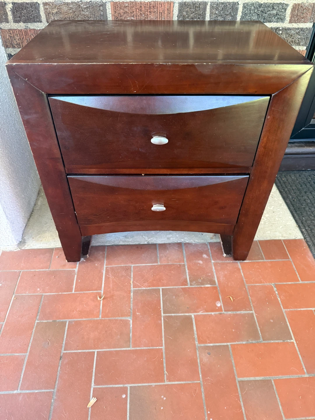 Dark Brown 2-Drawer Nightstand solid wood - photo 2