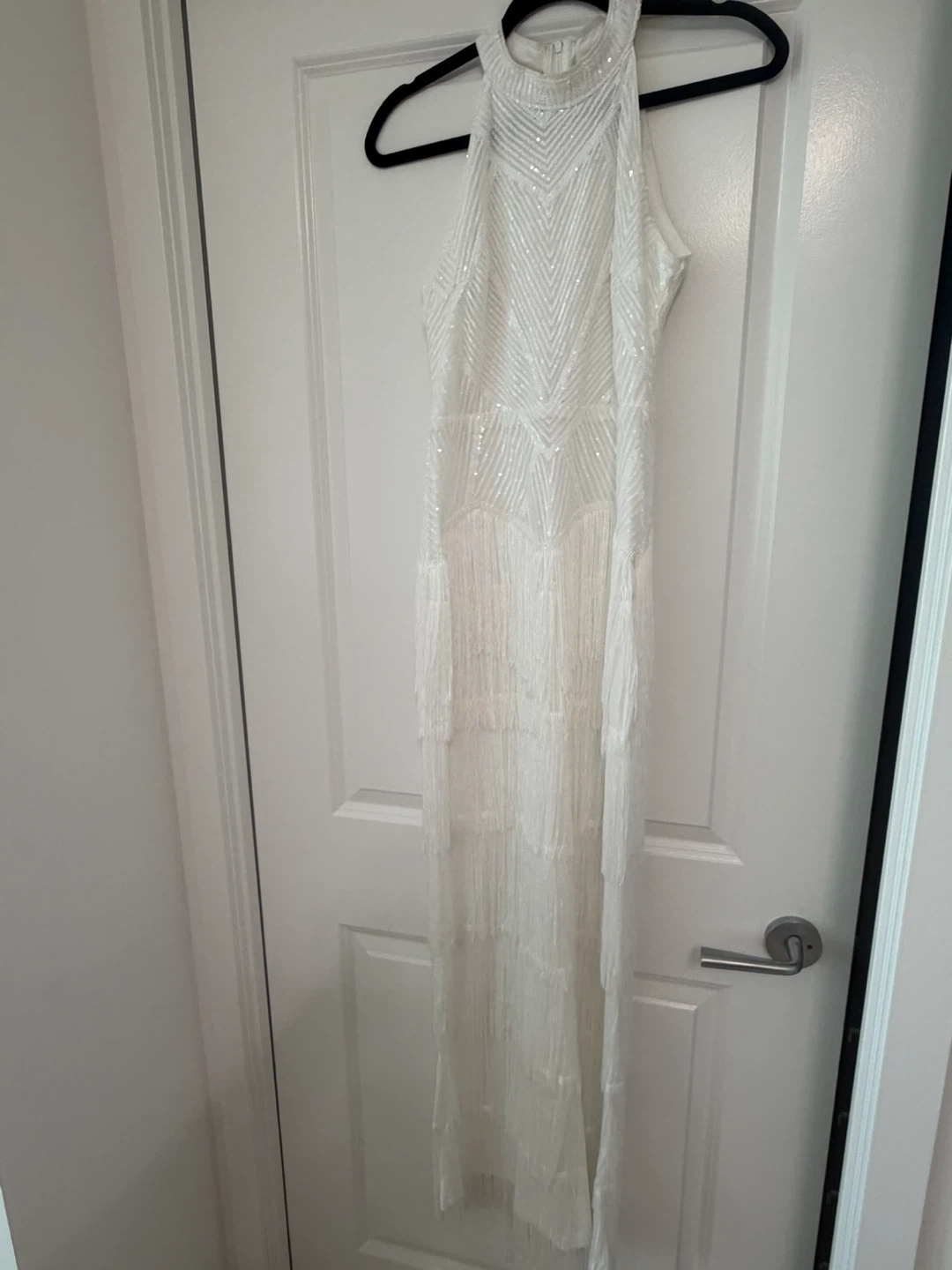 White Sequin Fringe Maxi Dress - photo 2