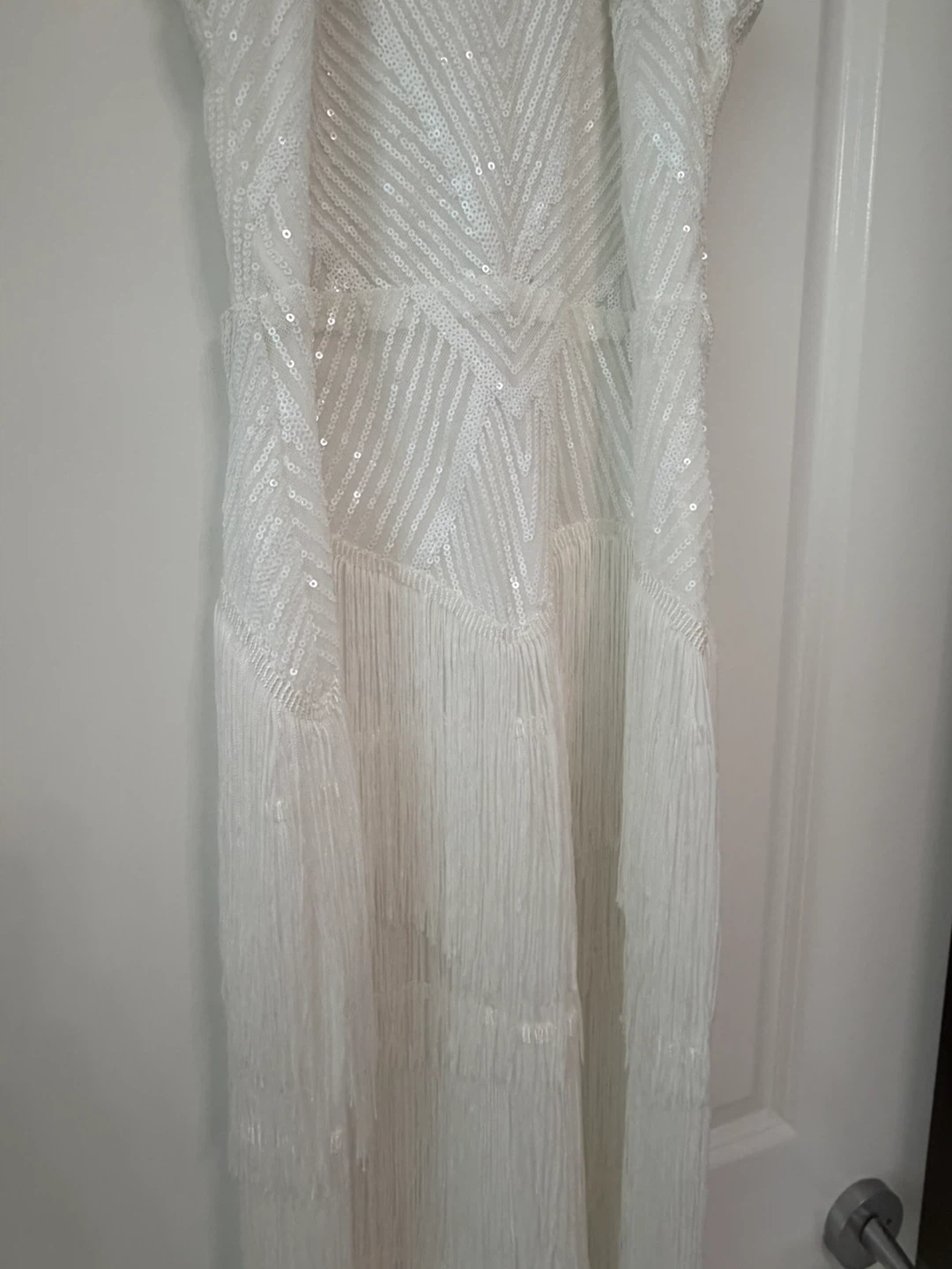 White Sequin Fringe Maxi Dress - photo 3