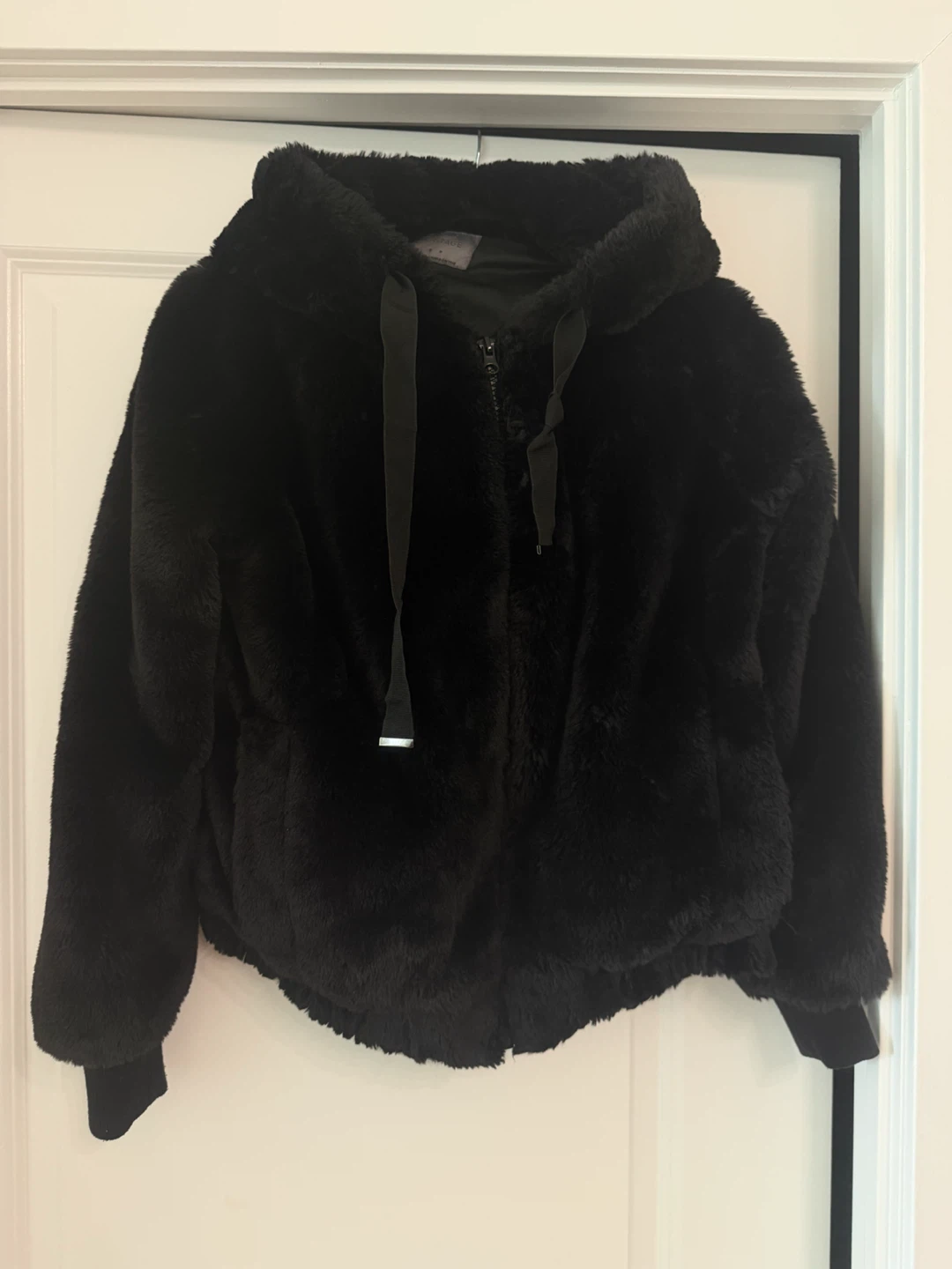 Black Faux Fur Hooded Jacket