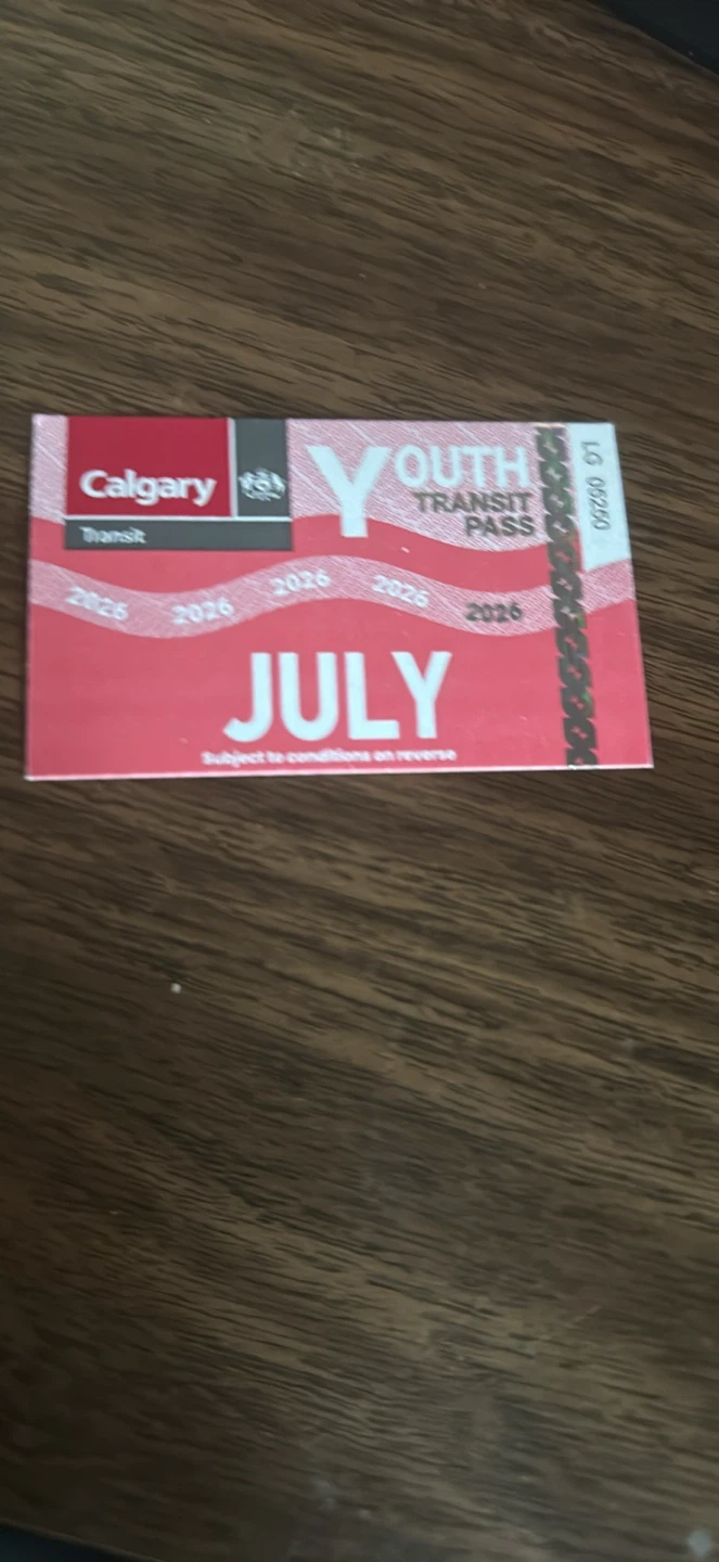 Calgary Transit Youth July Pass 2026