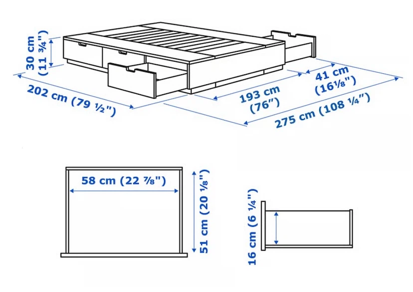 King size bed with Storage Drawers