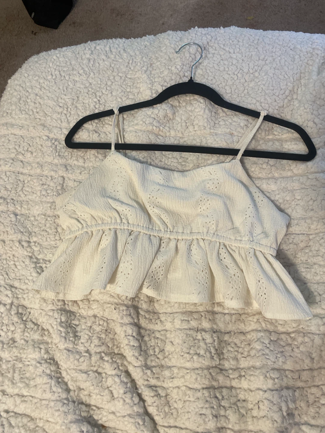 Ardene White Eyelet Peplum Tank Top