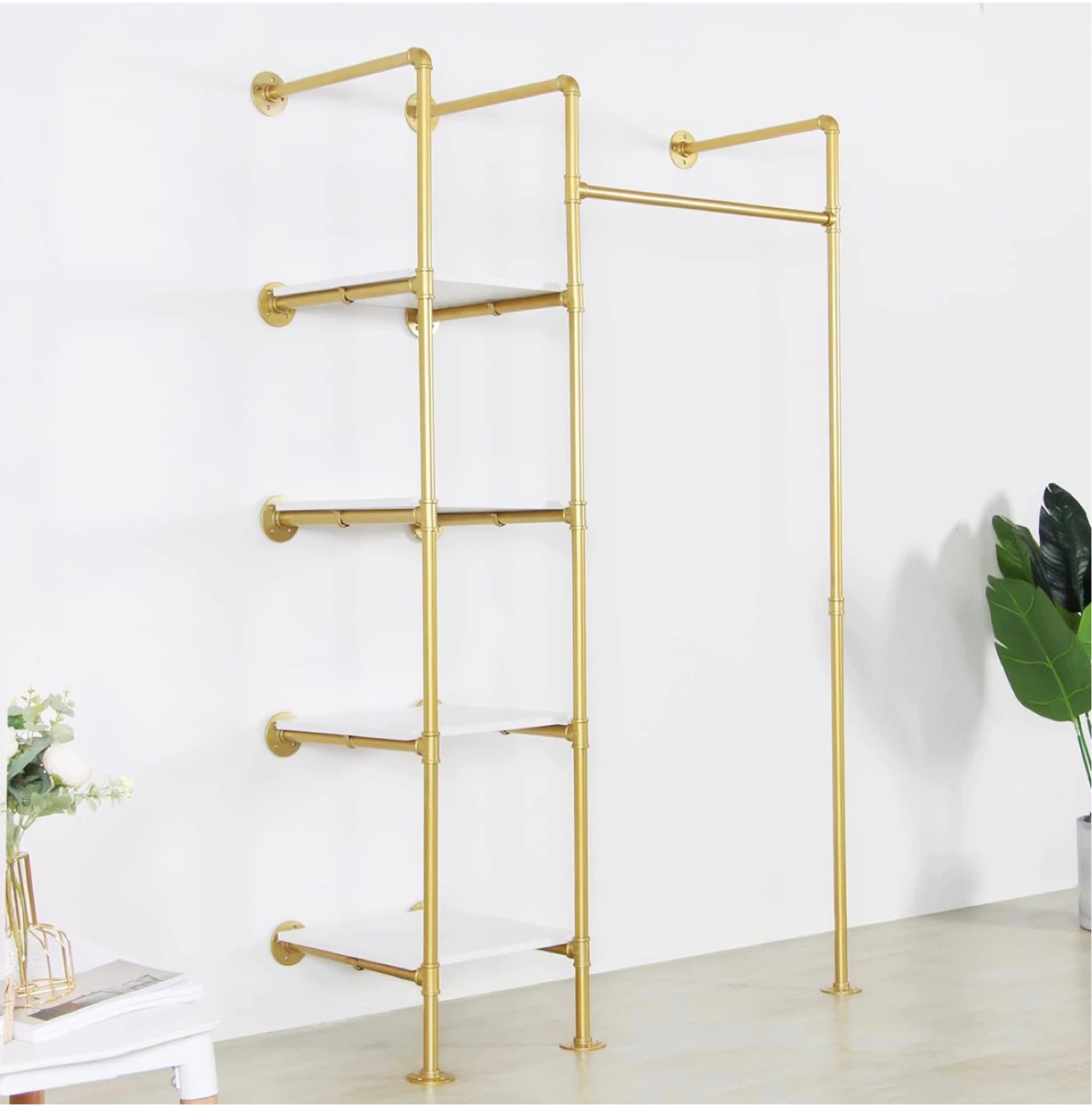 EDCB Heavy Duty Gold Clothes Rack with Shelves BNIB - photo 4