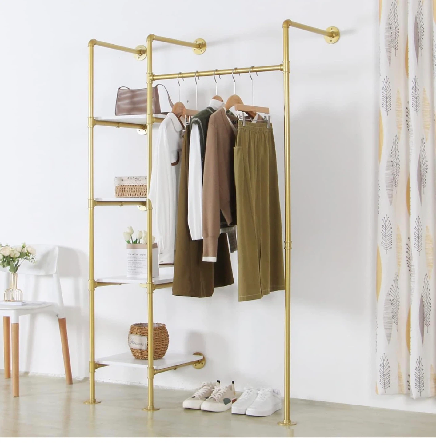 EDCB Heavy Duty Gold Clothes Rack with Shelves BNIB - photo 2