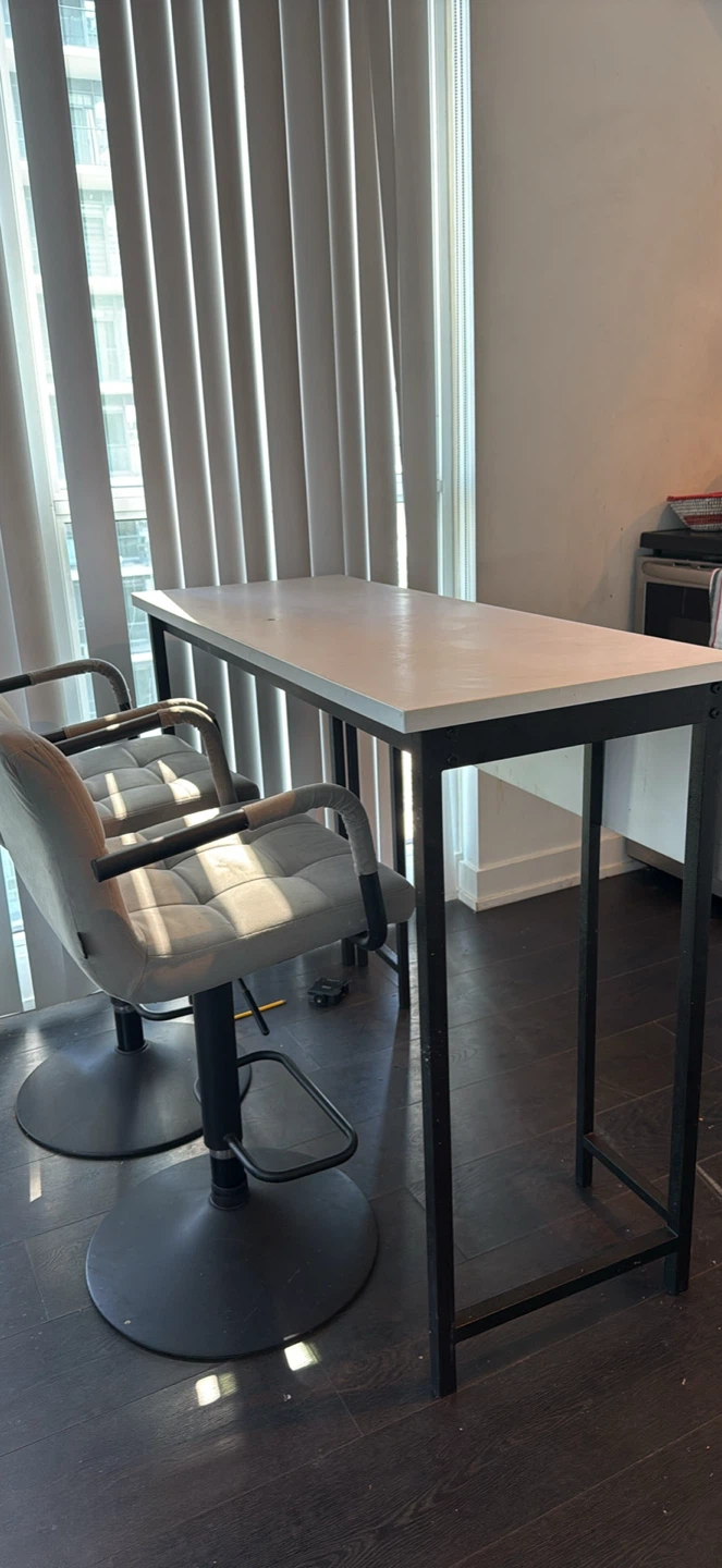 White Drop Leaf Counter Height Table with set of chairs - photo 2