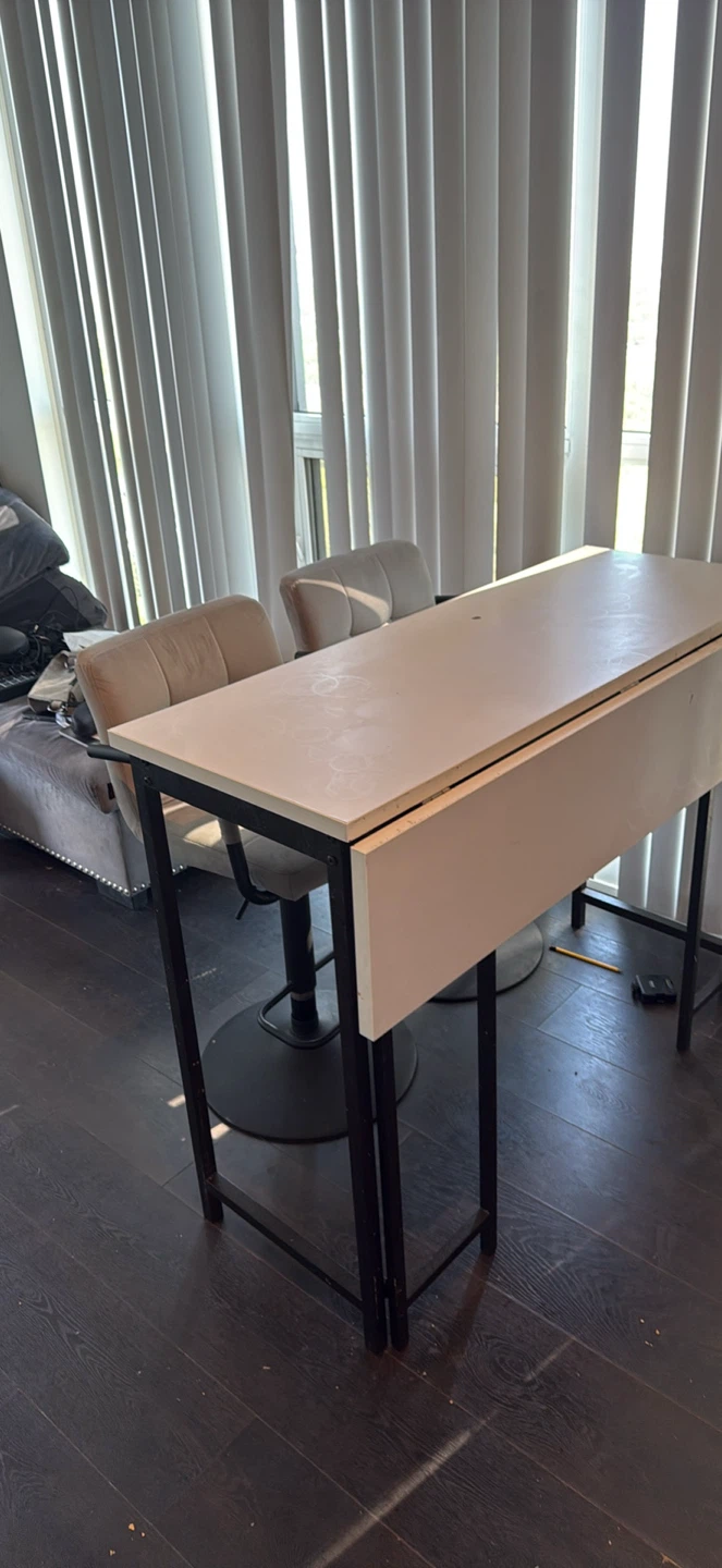 White Drop Leaf Counter Height Table with set of chairs - photo 5