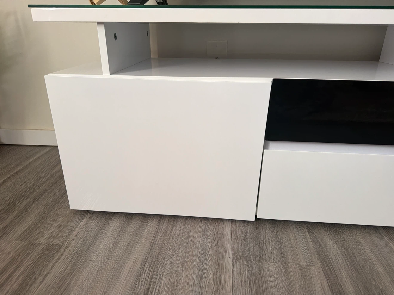 White TV Stand with Black Drawer Front - photo 2