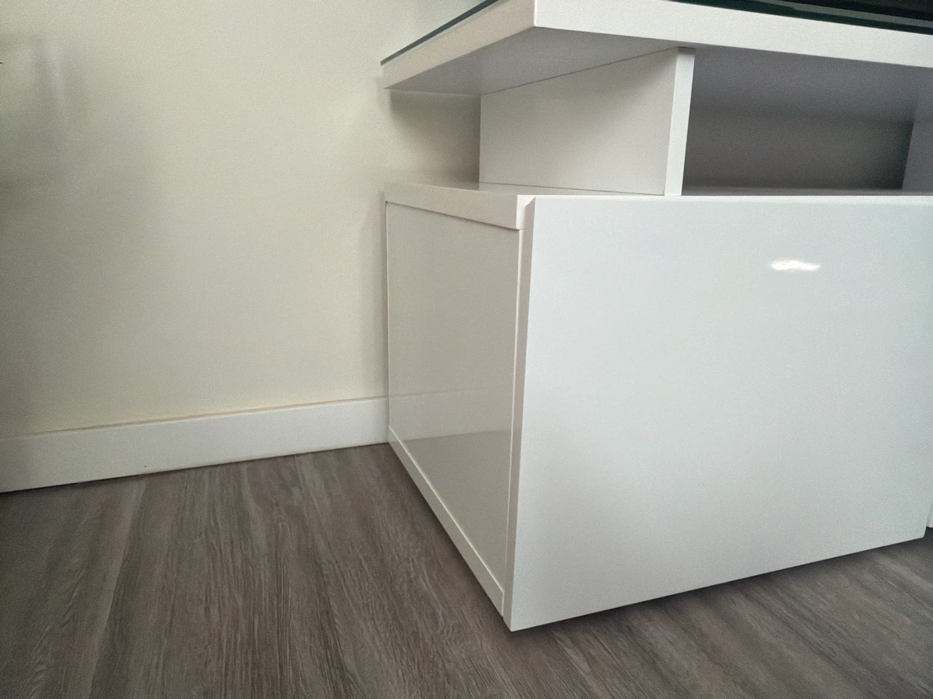 White TV Stand with Black Drawer Front - photo 3