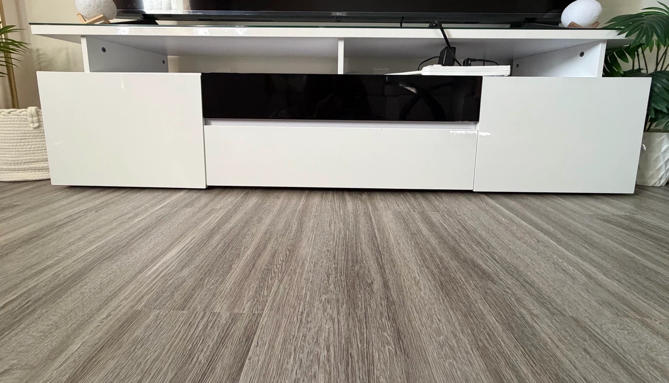 White TV Stand with Black Drawer Front - photo 4