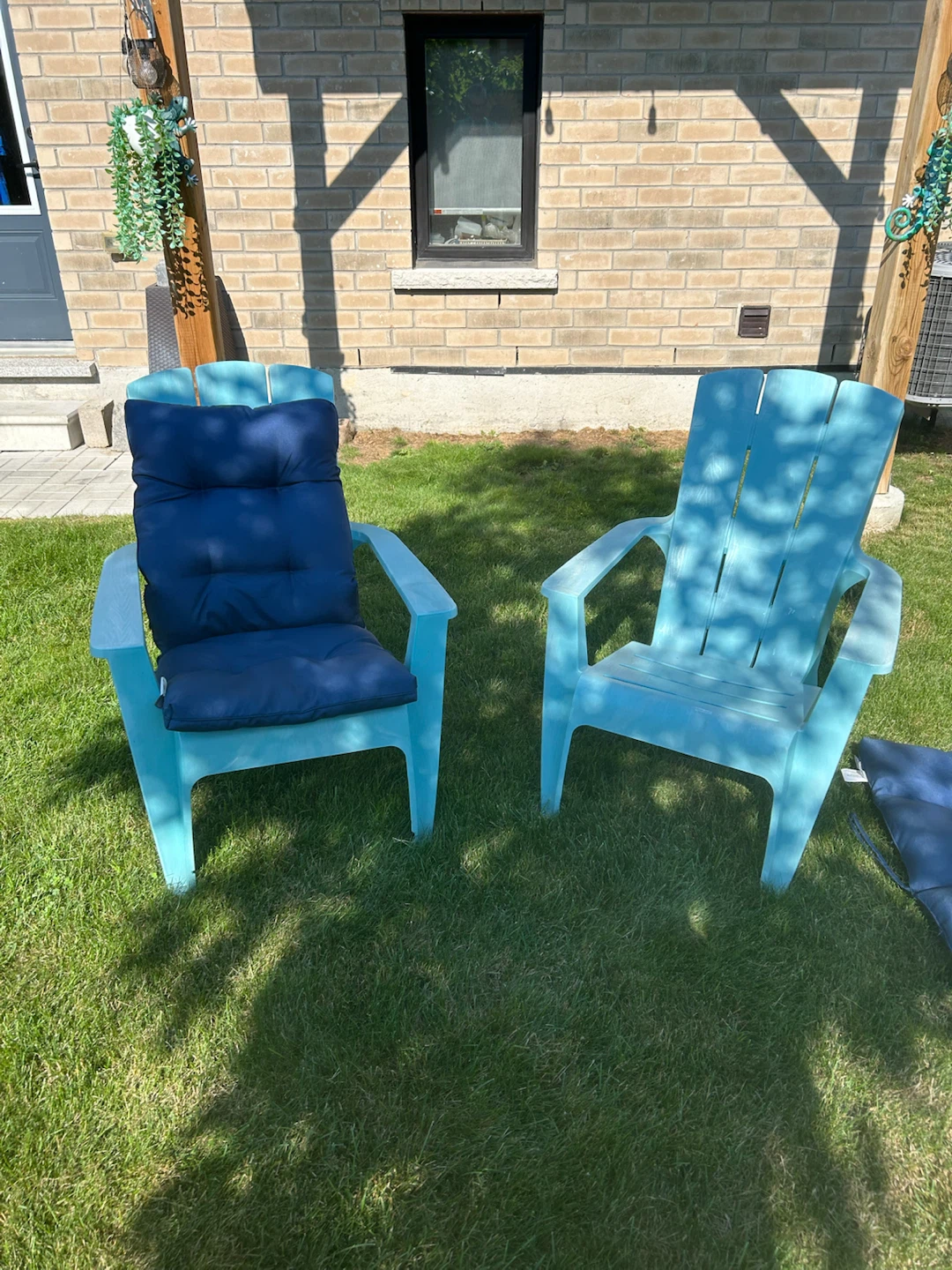 Set of 2 Blue Adirondack Chairs with Cushions - photo 3