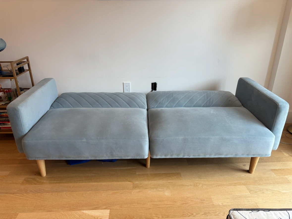 Light Blue Velvet Loveseat Futon - photo 2