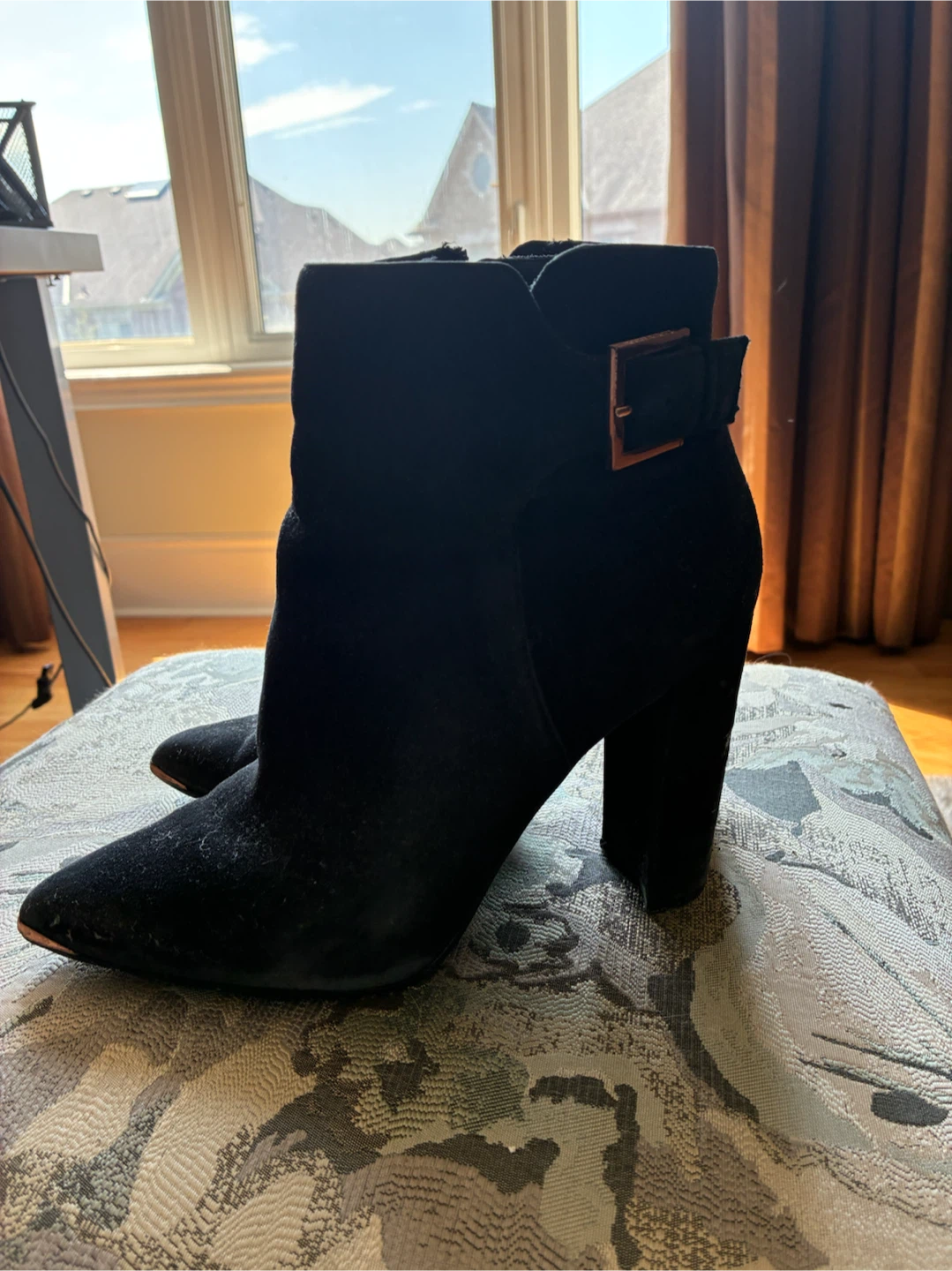 Ted Baker Black Velour Ankle Boots
