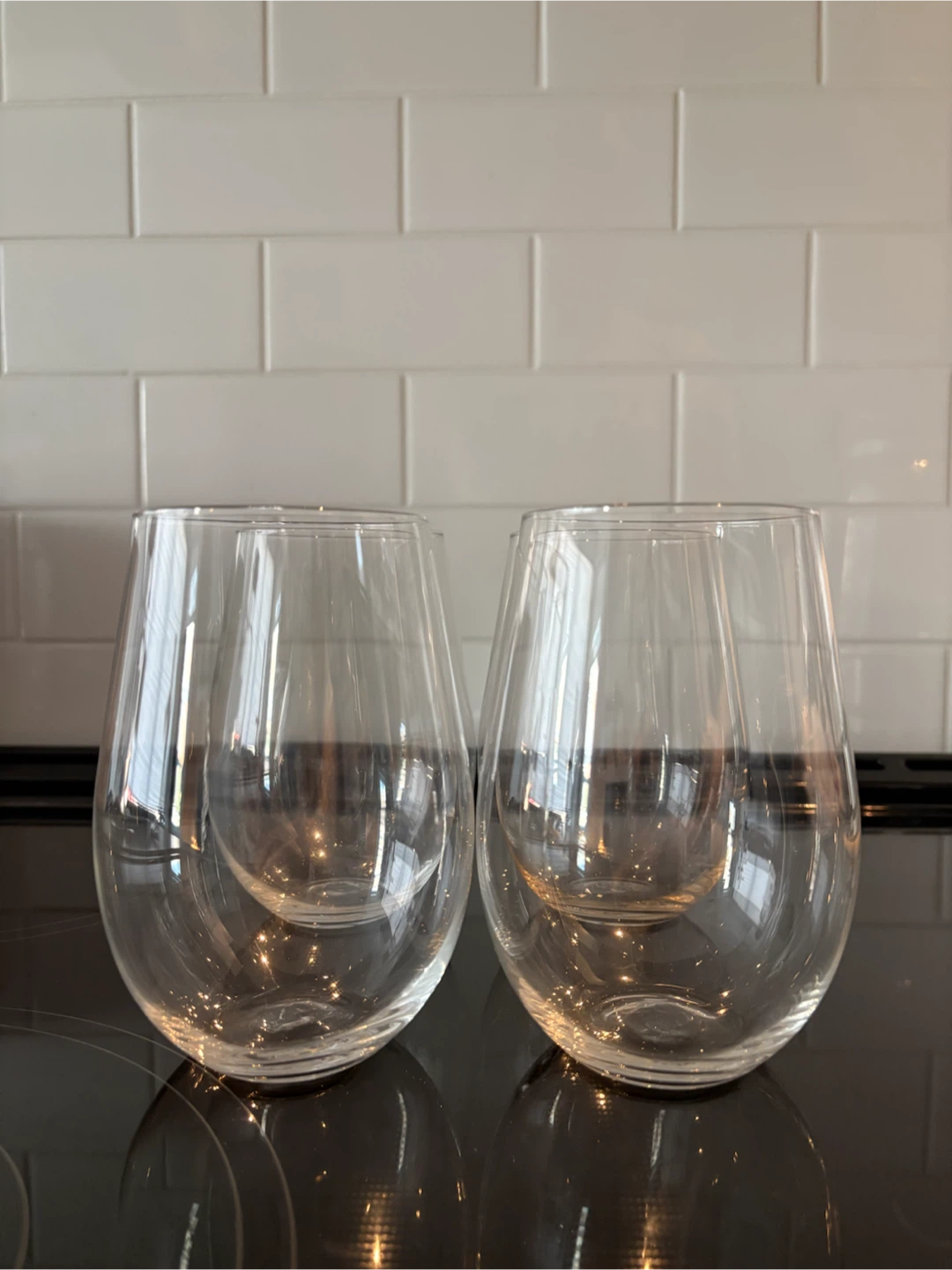 Set of 4 Clear Stemless Wine Glasses