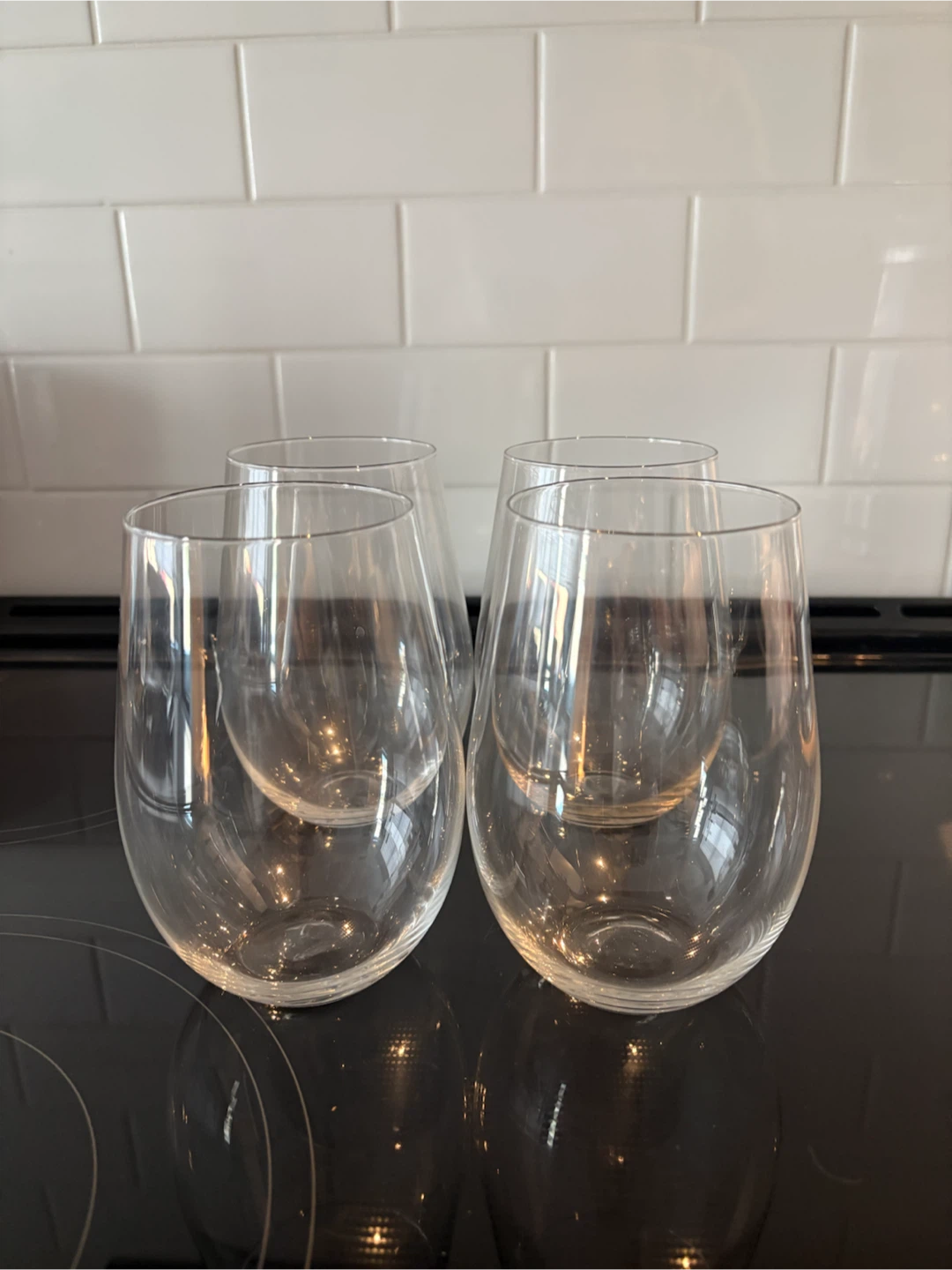 Set of 4 Clear Stemless Wine Glasses - photo 2