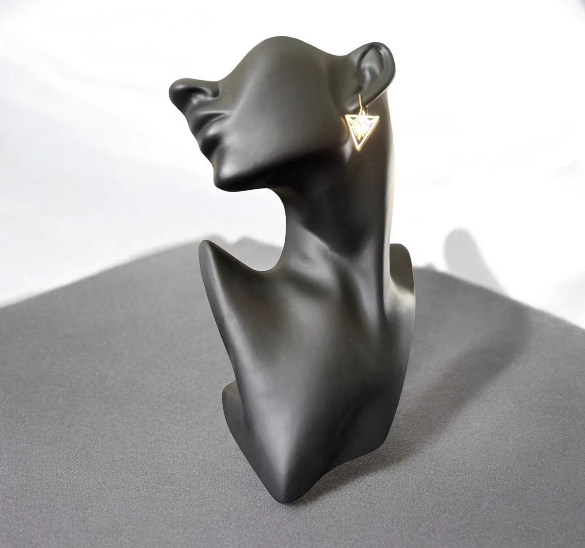 Gold Tone Triangle Eye Earrings - photo 2