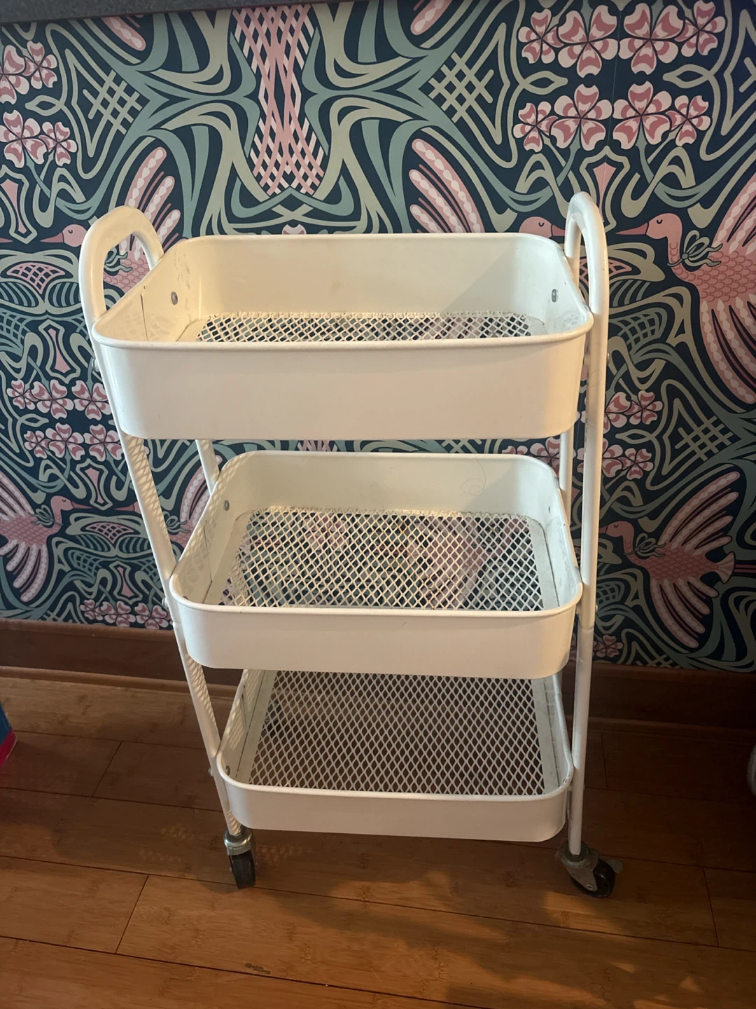 White 3-Tier Rolling Cart