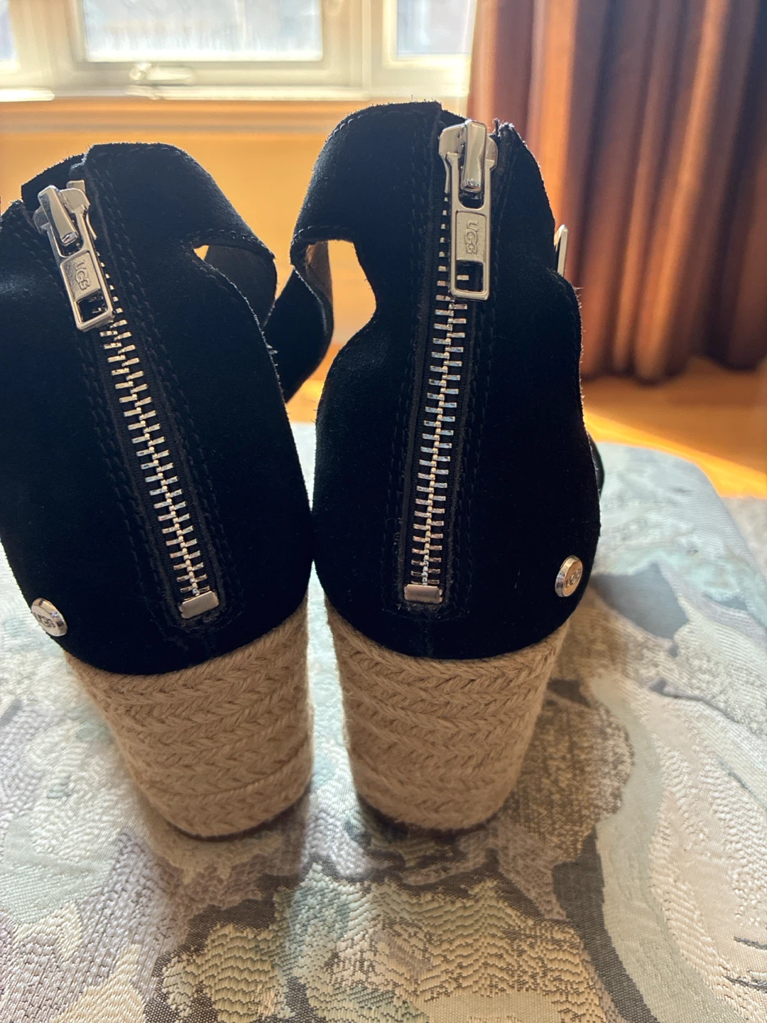 UGG Black Suede Wedge Espadrille Sandals - photo 2