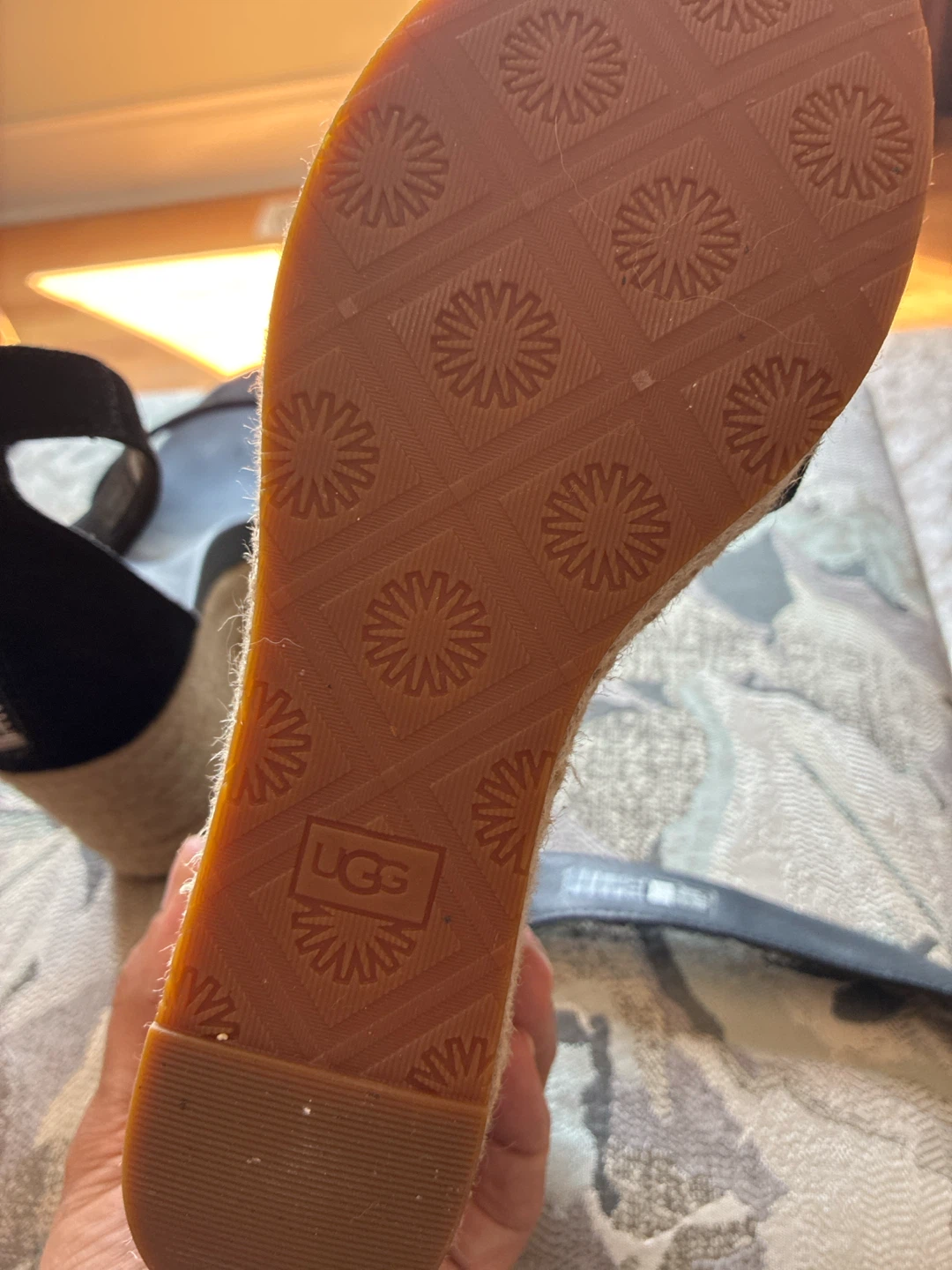 UGG Black Suede Wedge Espadrille Sandals - photo 3