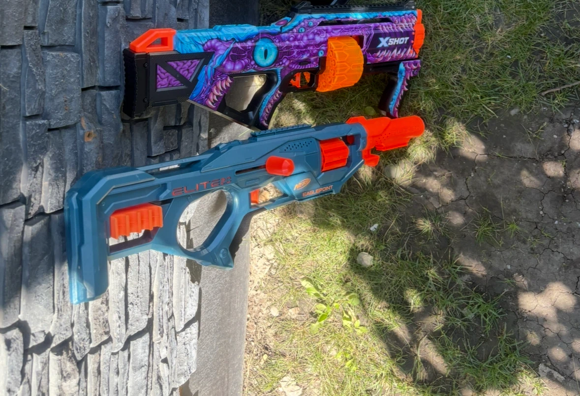 Nerf Eaglepoint Elite blaster and X-Shot blaster