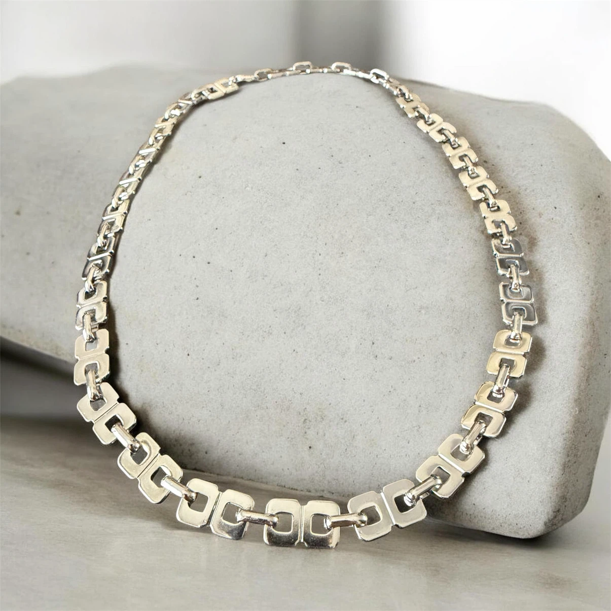 Silver-tone stainless steel Chain Necklace