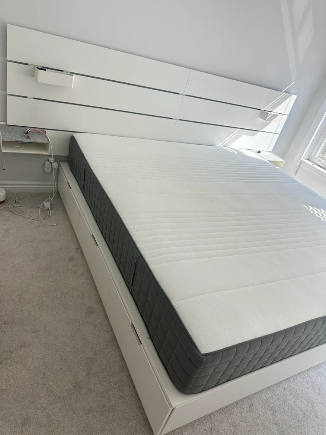 King Bed Frame with 6 Storage Drawers + Headboard + Mattress