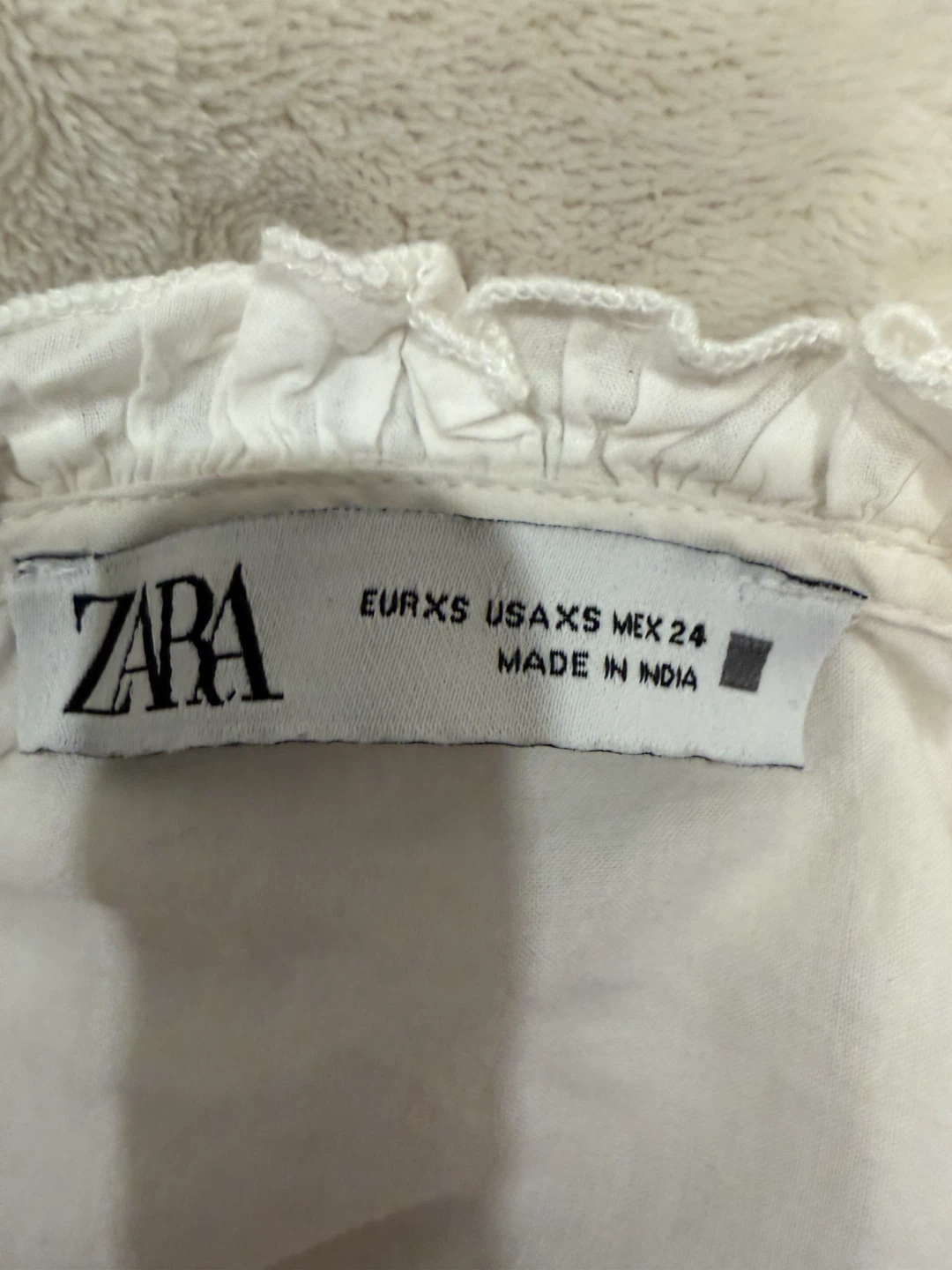 ZARA White Embroidered Blouse with Ruffle Collar - photo 3