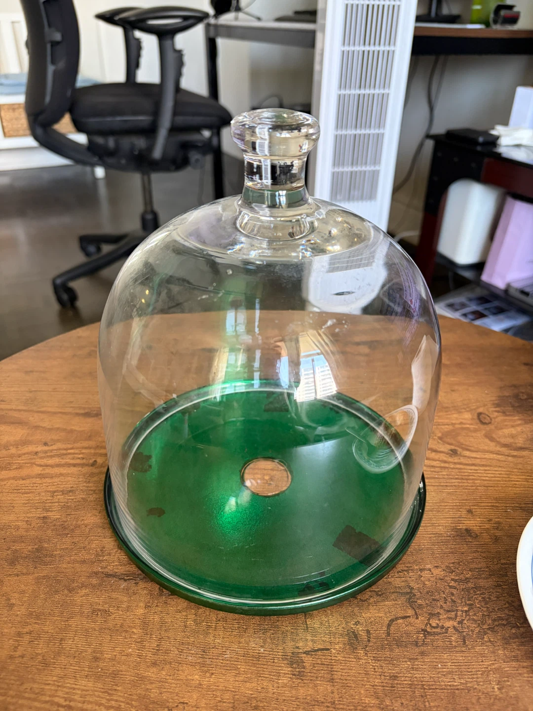 Glass Cake Dome with Green Base