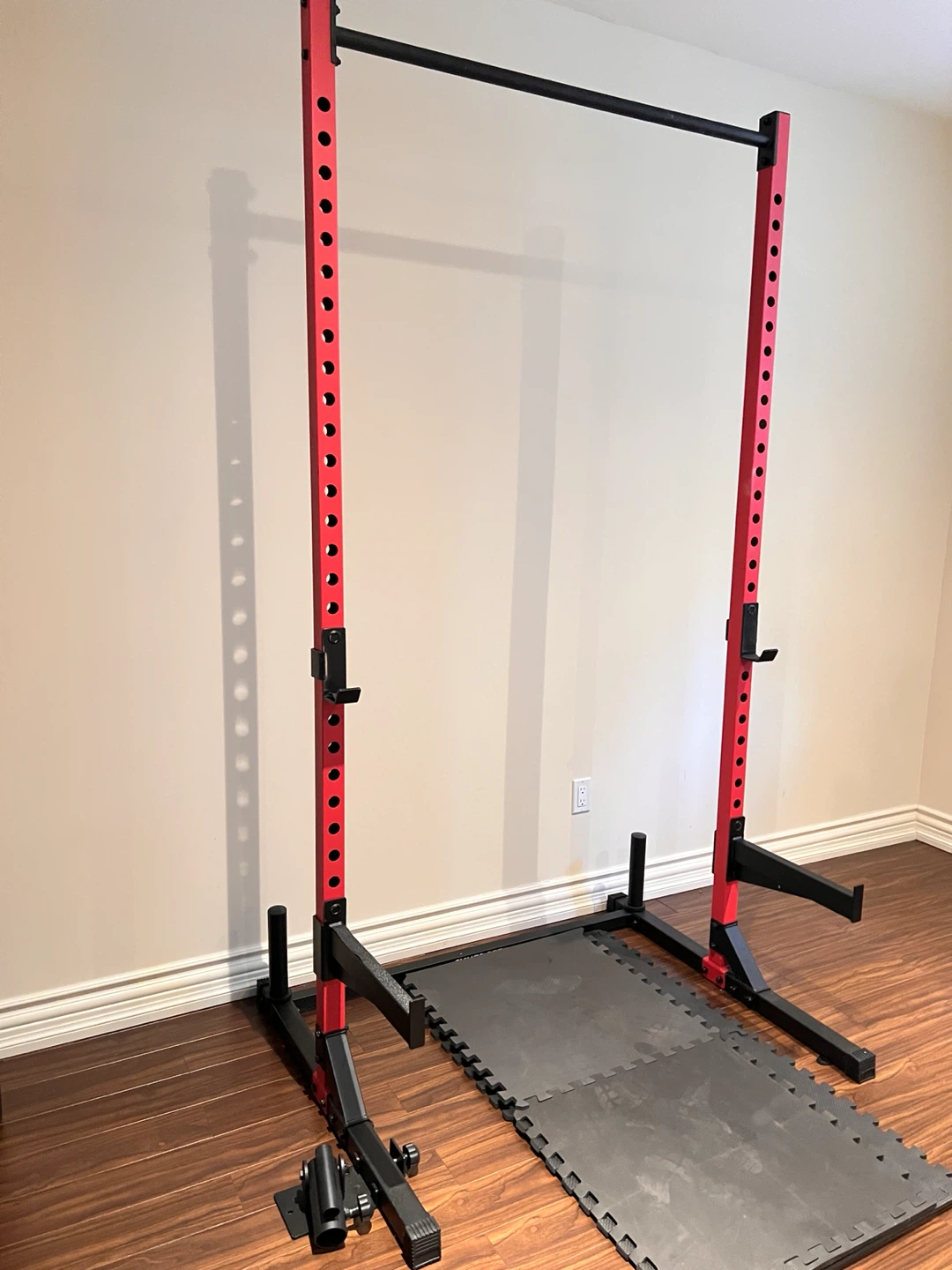 Red Power Rack with Pull-up Bar