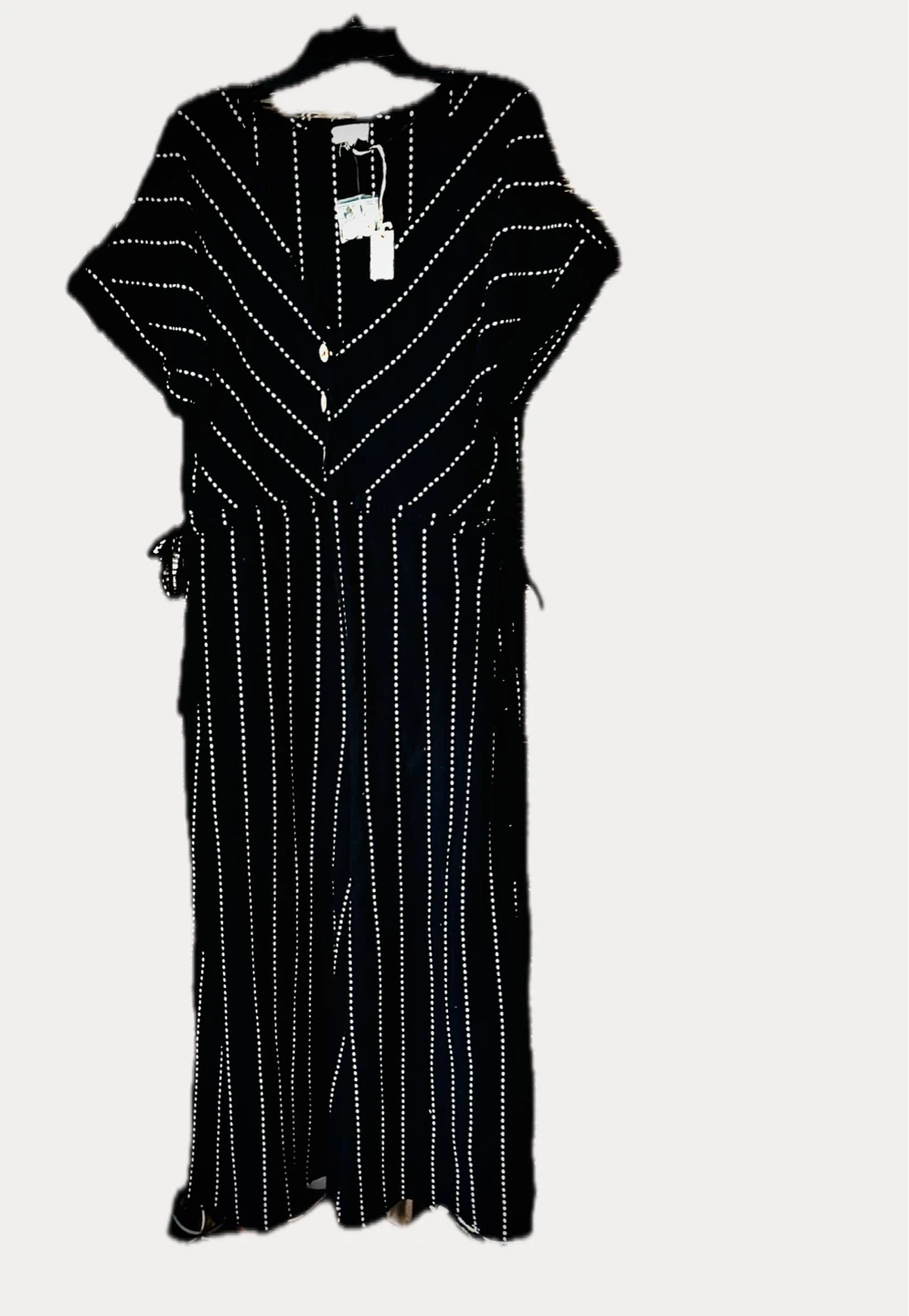 World Market black striped jumpsuit size L/XL