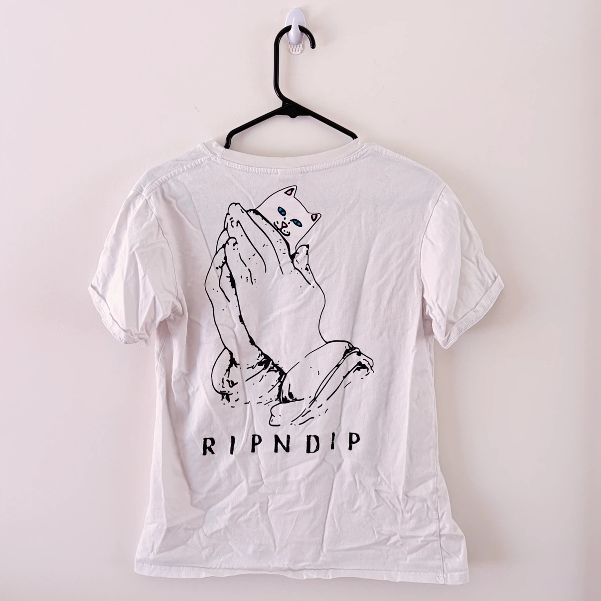 RIPNDIP White Crewneck Lord Dermal Cat T-Shirt - Large