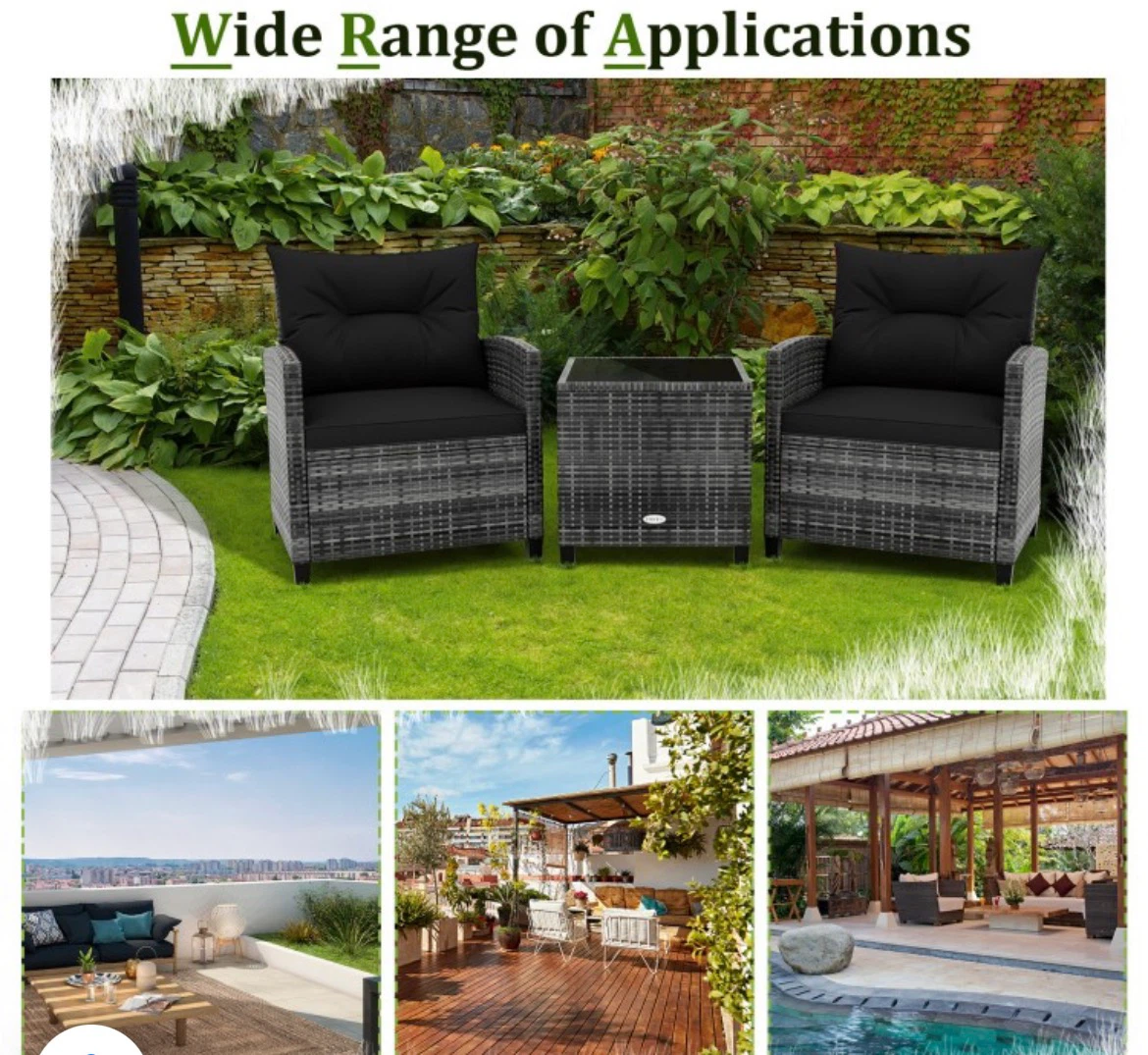 New in box set of 3 outdoor furniture