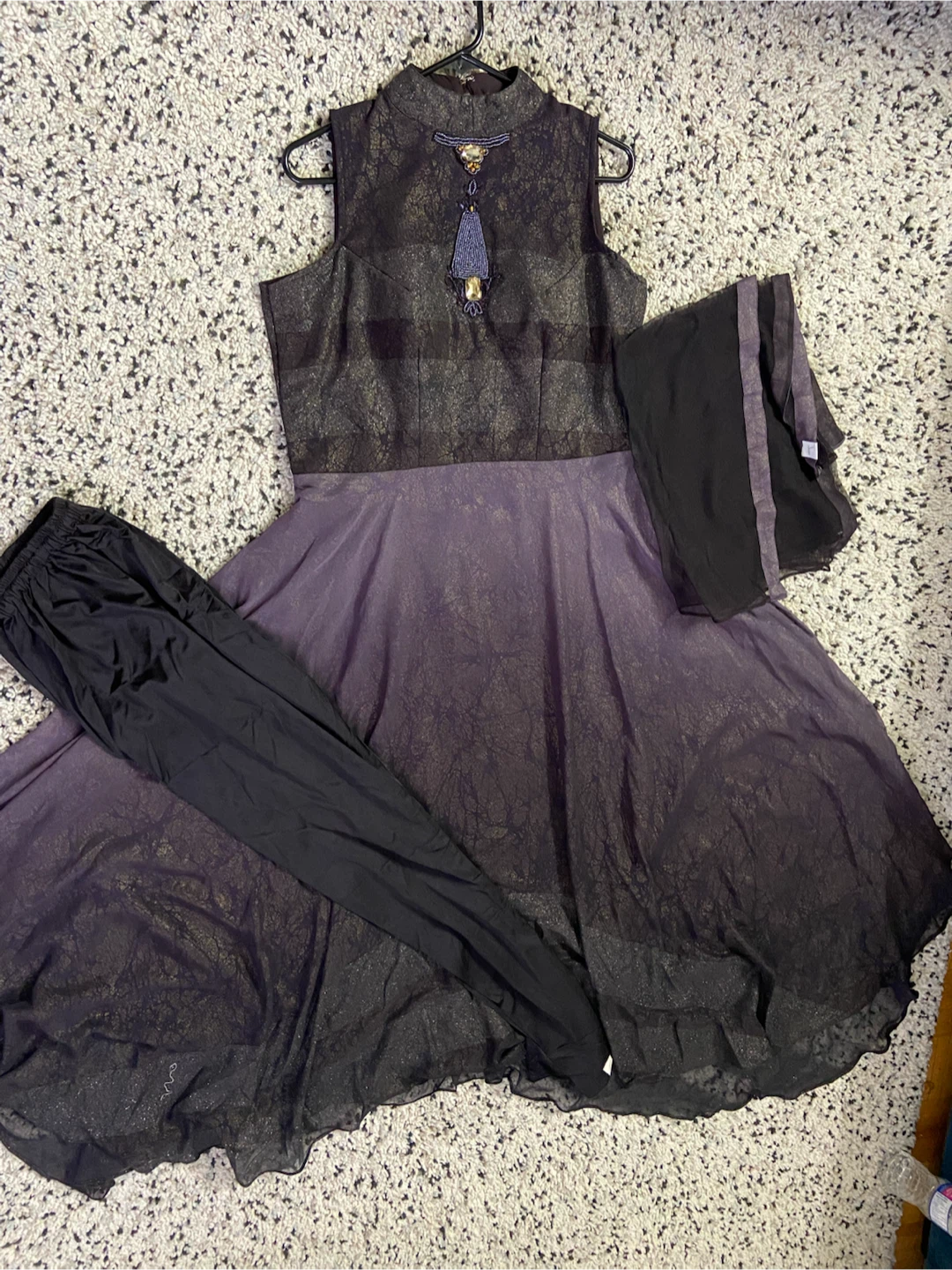 Women's Embellished Maxi Dress with Pants and Scarf - photo 5