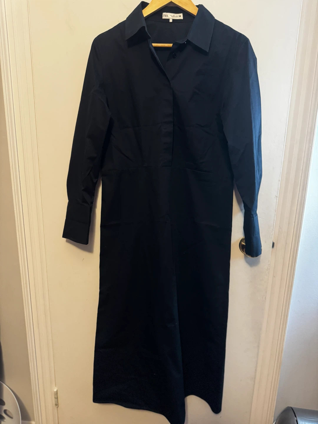 ZARA Black Button-Up Midi Dress