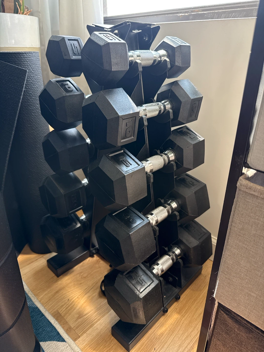 Hex Dumbbell Set with Rack - 5-25 lbs