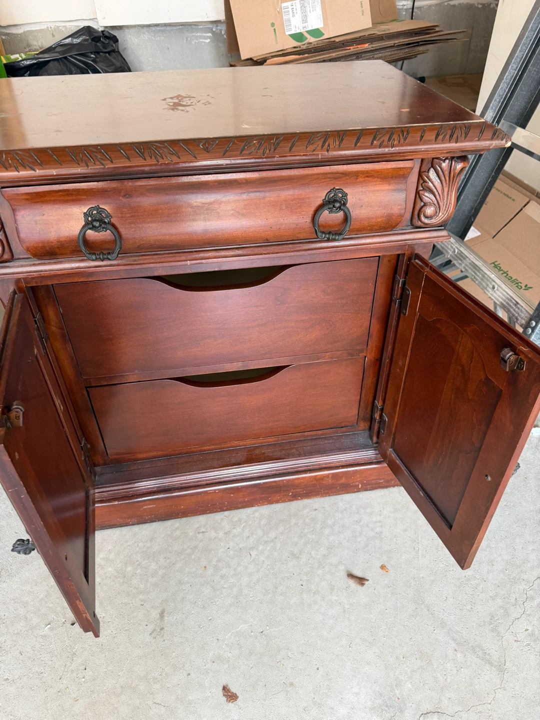 Wooden Side Table with Drawer and Cabinet - photo 3