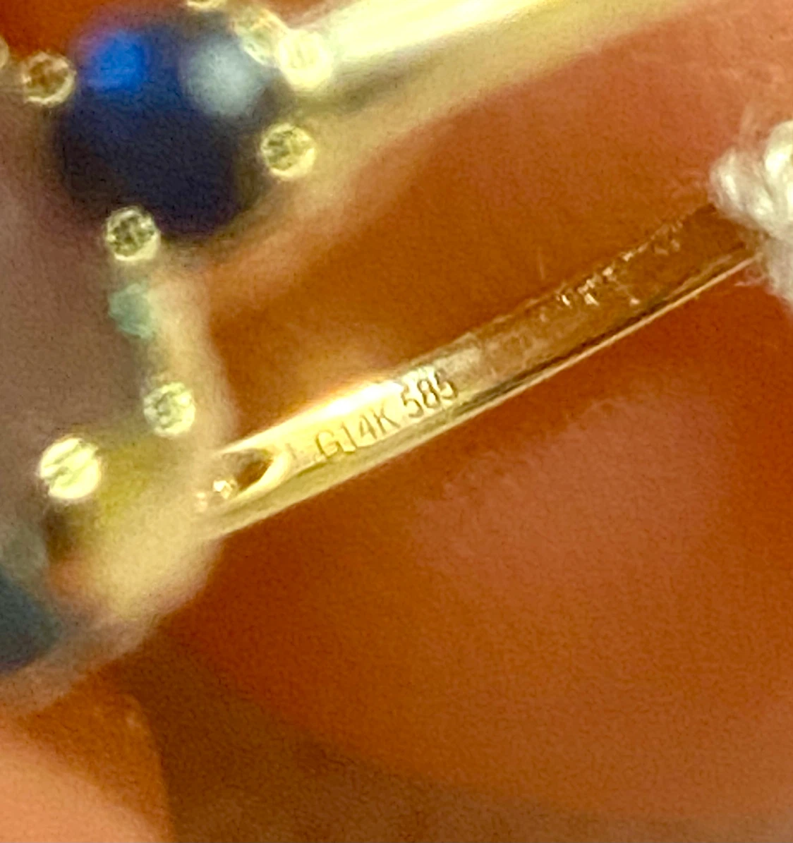 14K Gold Moonstone & Sapphire Ring Size 8.5 - photo 5