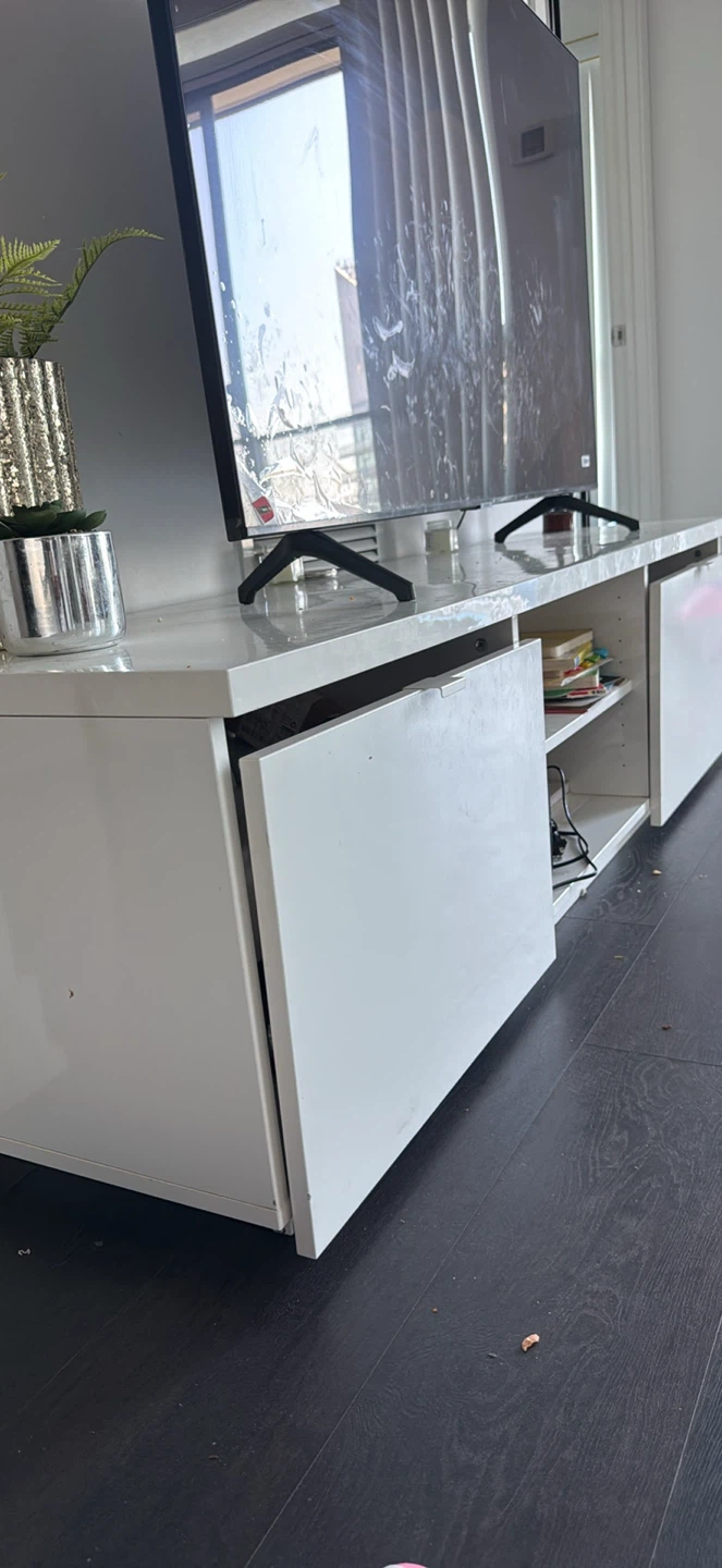 White TV Stand with Storage