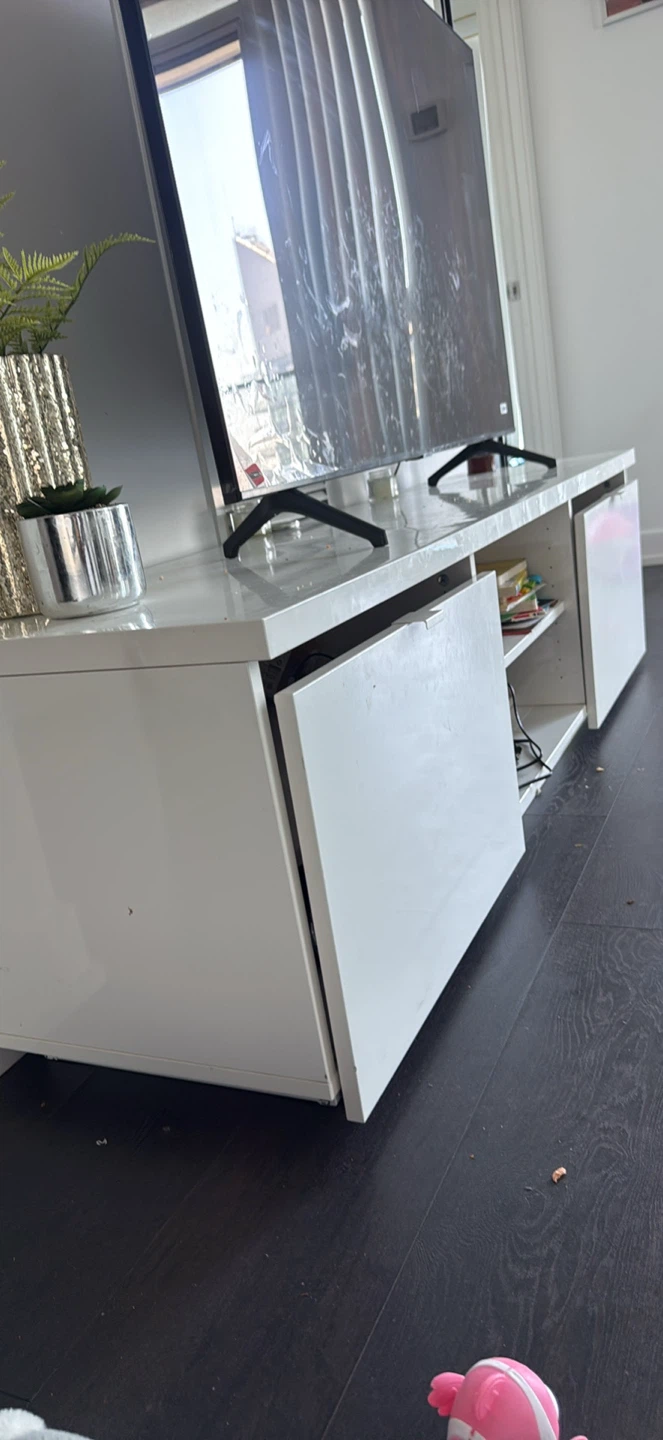 White TV Stand with Storage - photo 2
