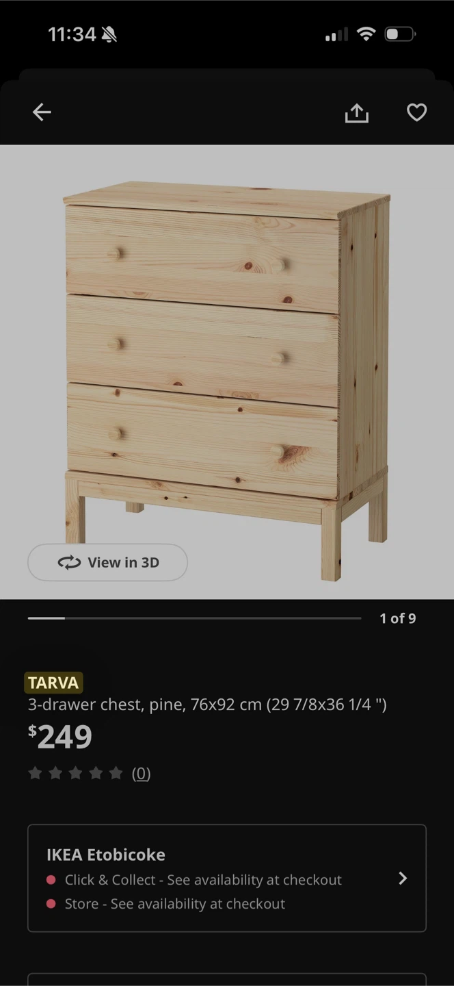 IKEA TARVA 3-drawer chest, pine