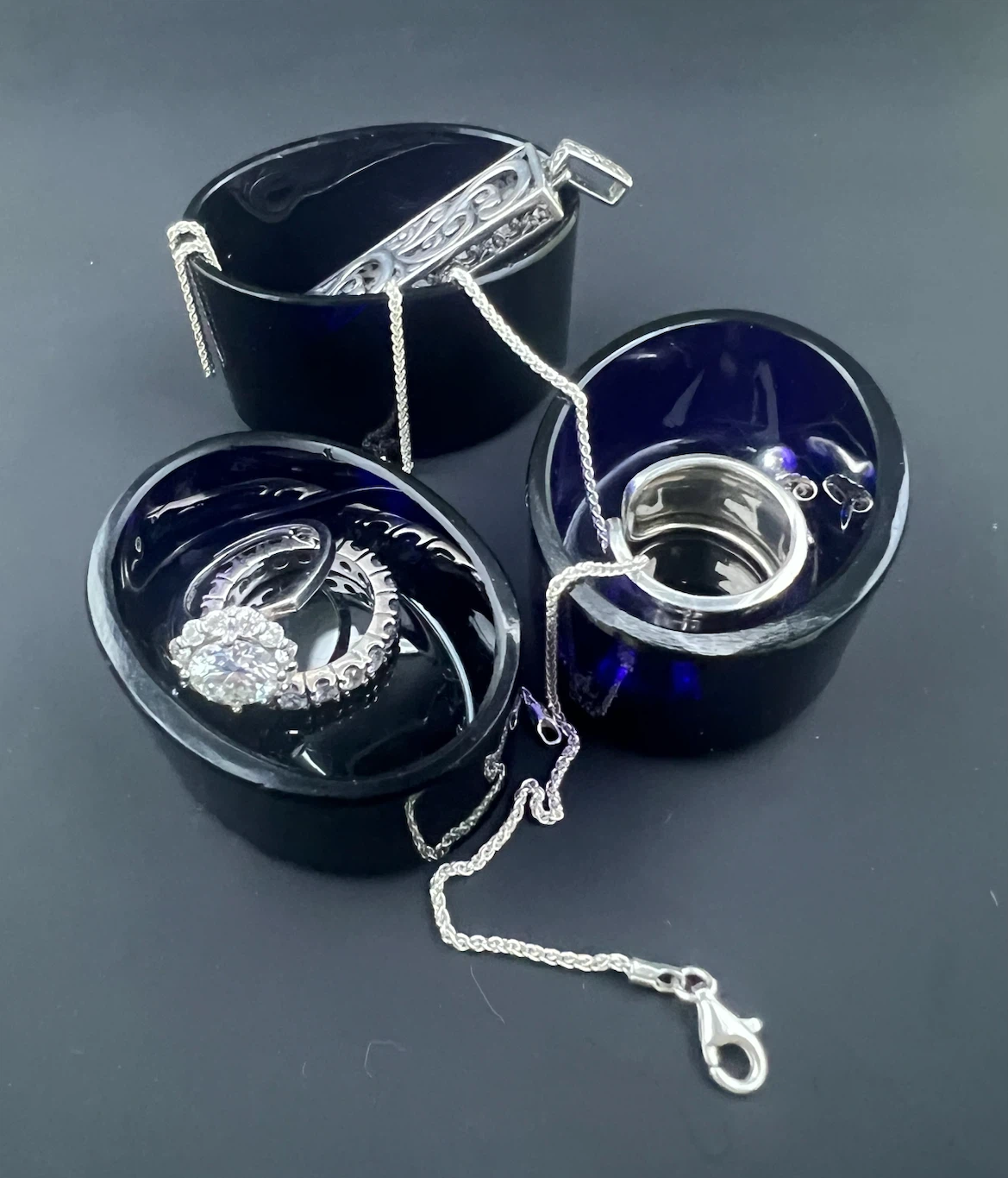 Curated Vintage Cobalt Blue Glass Liners/Bowls - photo 4