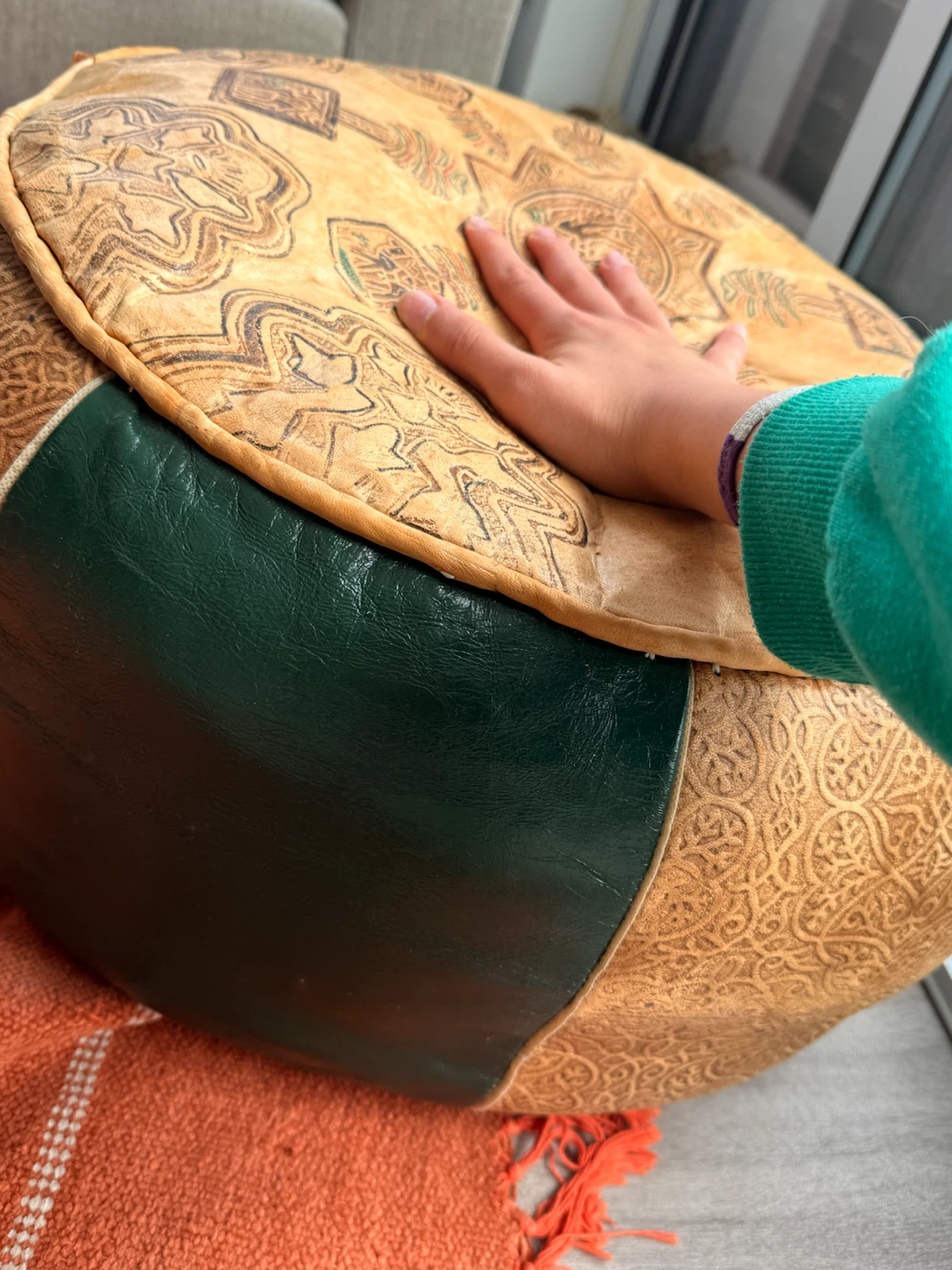 Moroccan Leather Pouf Ottoman - photo 3