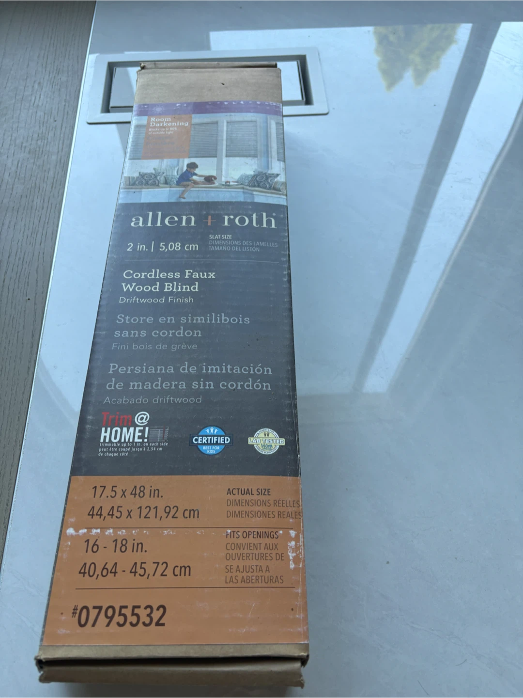 Allen + Roth Cordless Faux Wood Blinds - Driftwood Finish